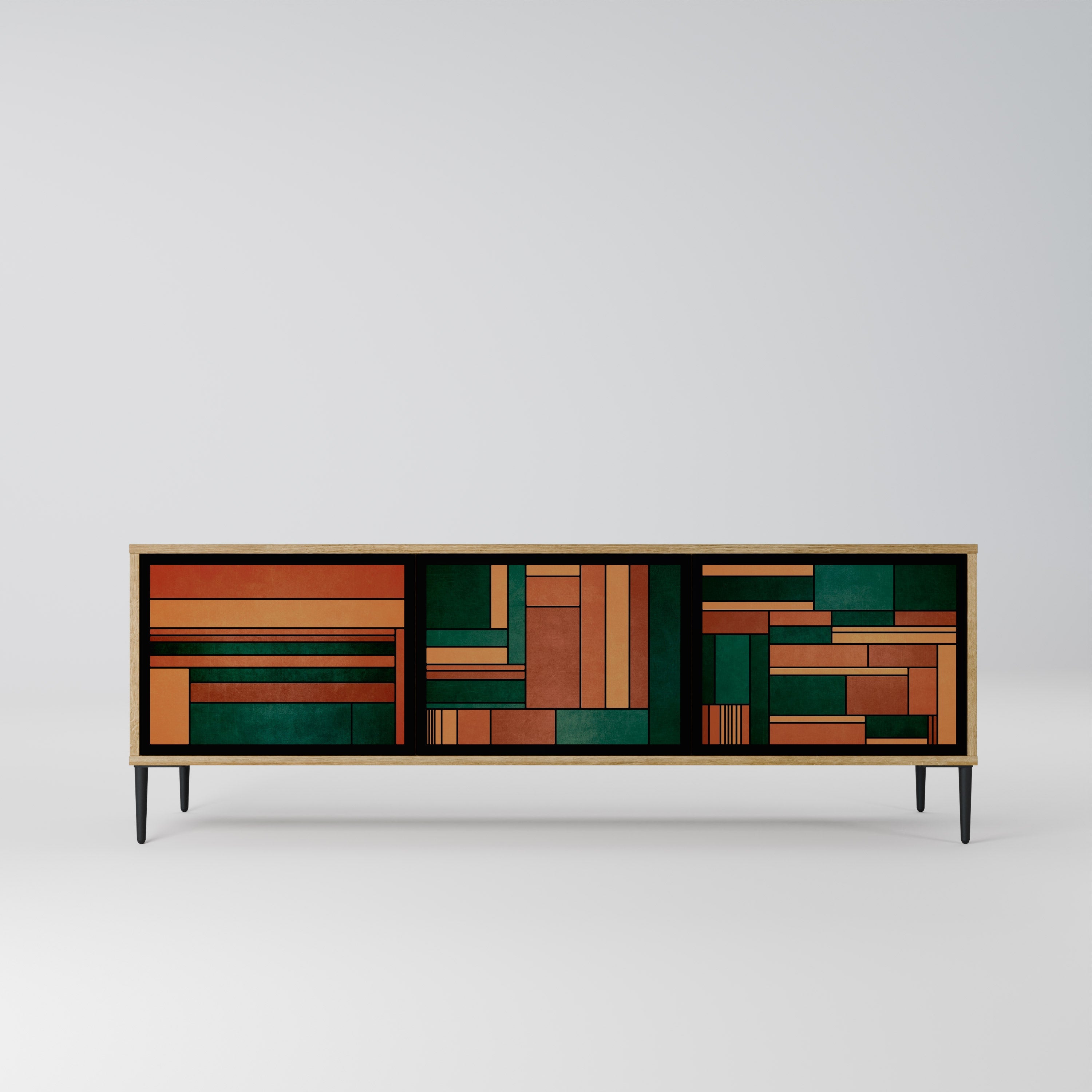 EARTHY FIGURES TV-Lowboard mit 3 Türen in Eiche-Optik