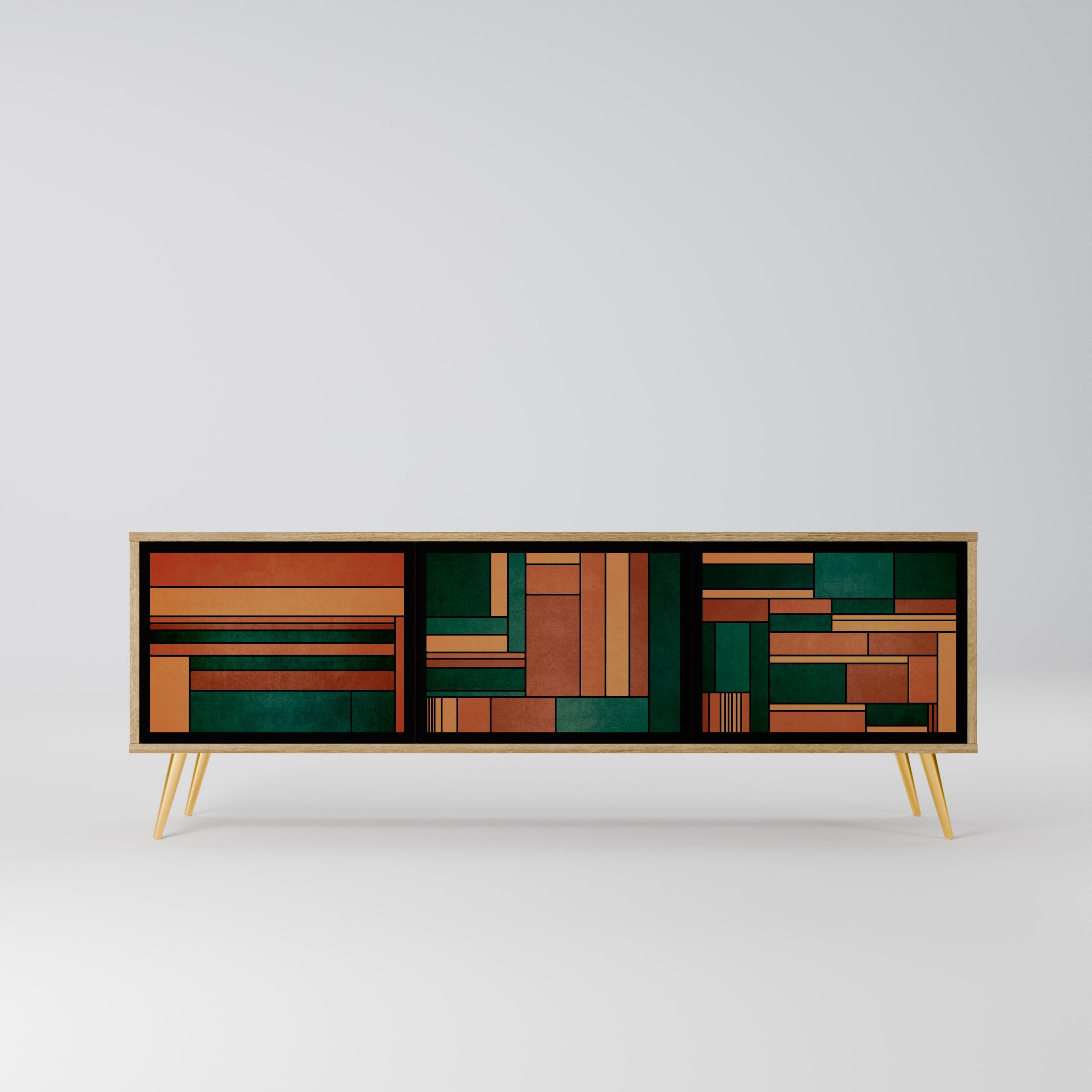 EARTHY FIGURES TV-Lowboard mit 3 Türen in Eiche-Optik