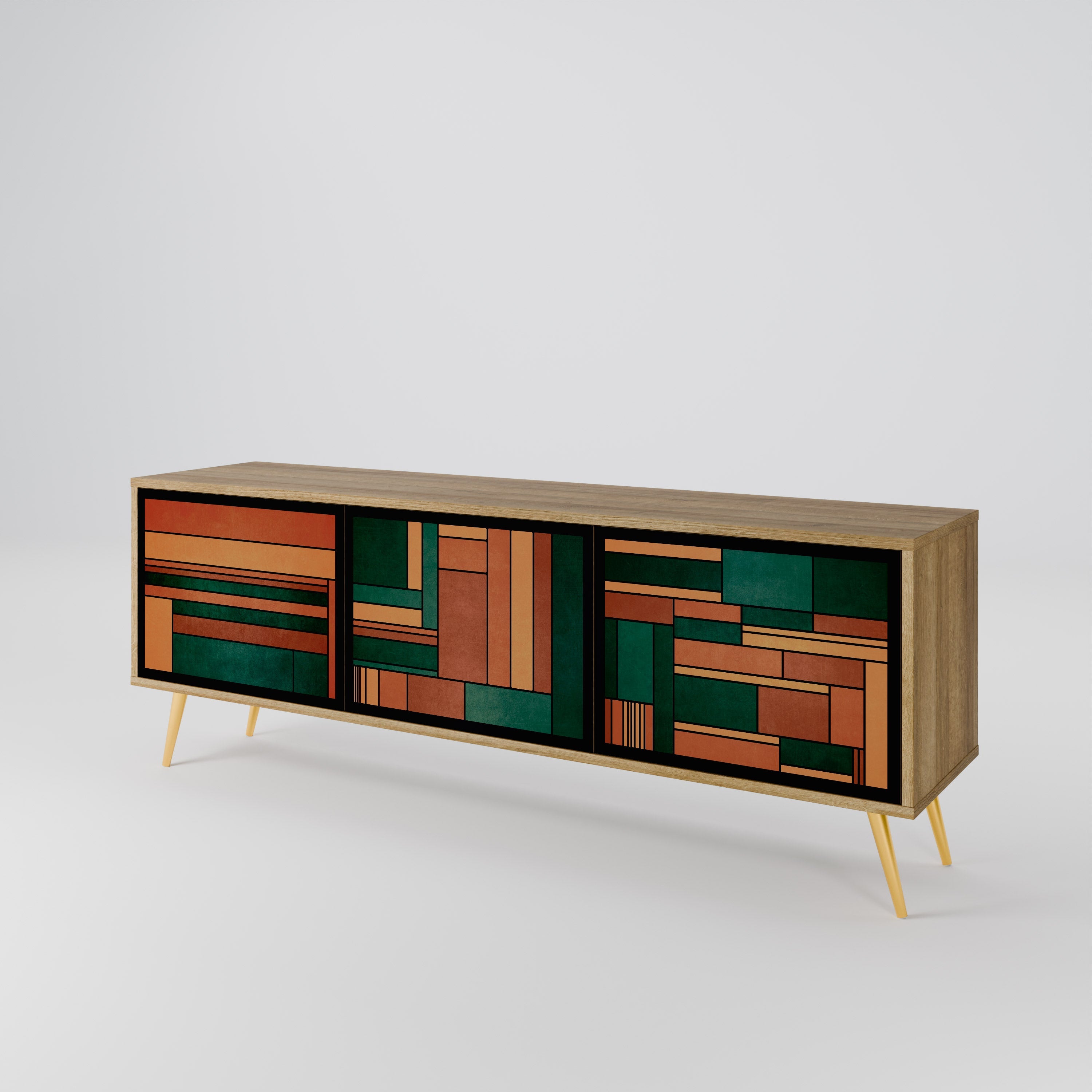 EARTHY FIGURES TV-Lowboard mit 3 Türen in Eiche-Optik