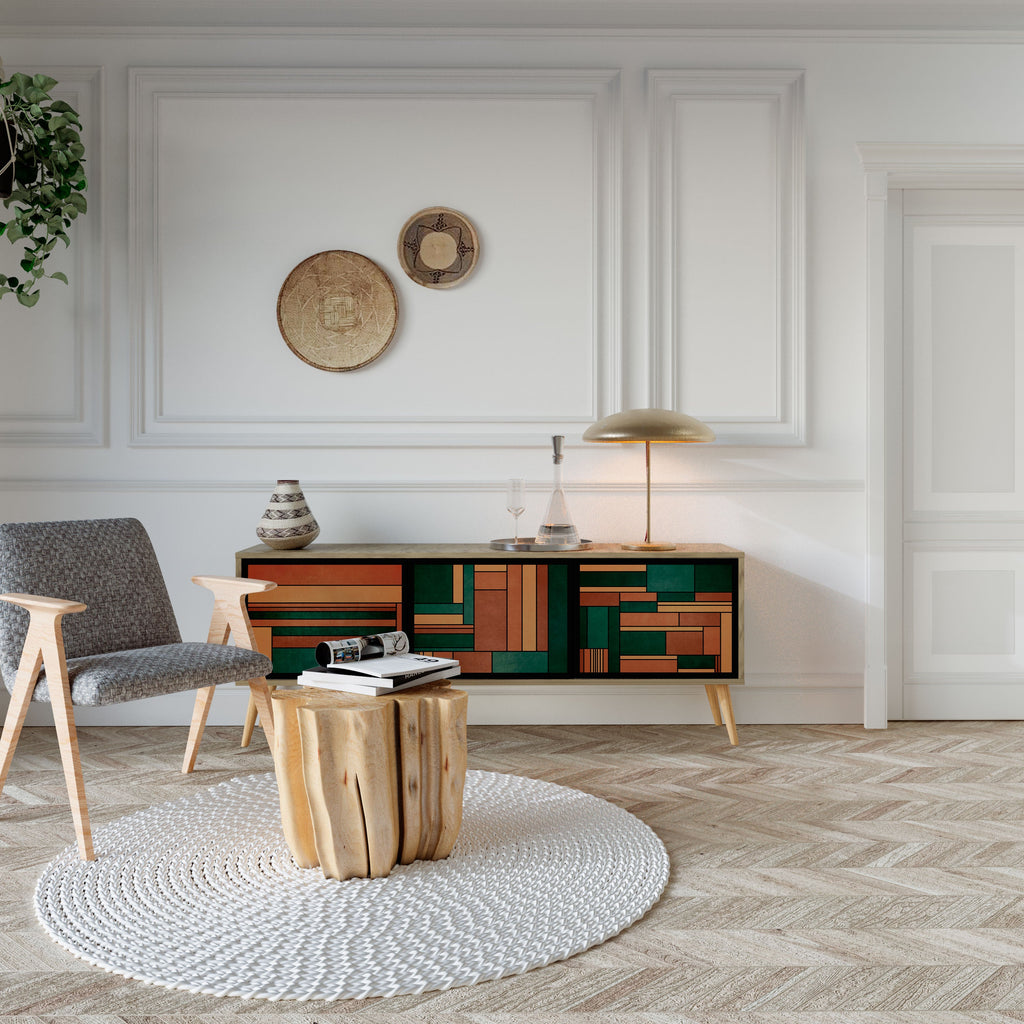 EARTHY FIGURES TV-Lowboard mit 3 Türen in Eiche-Optik