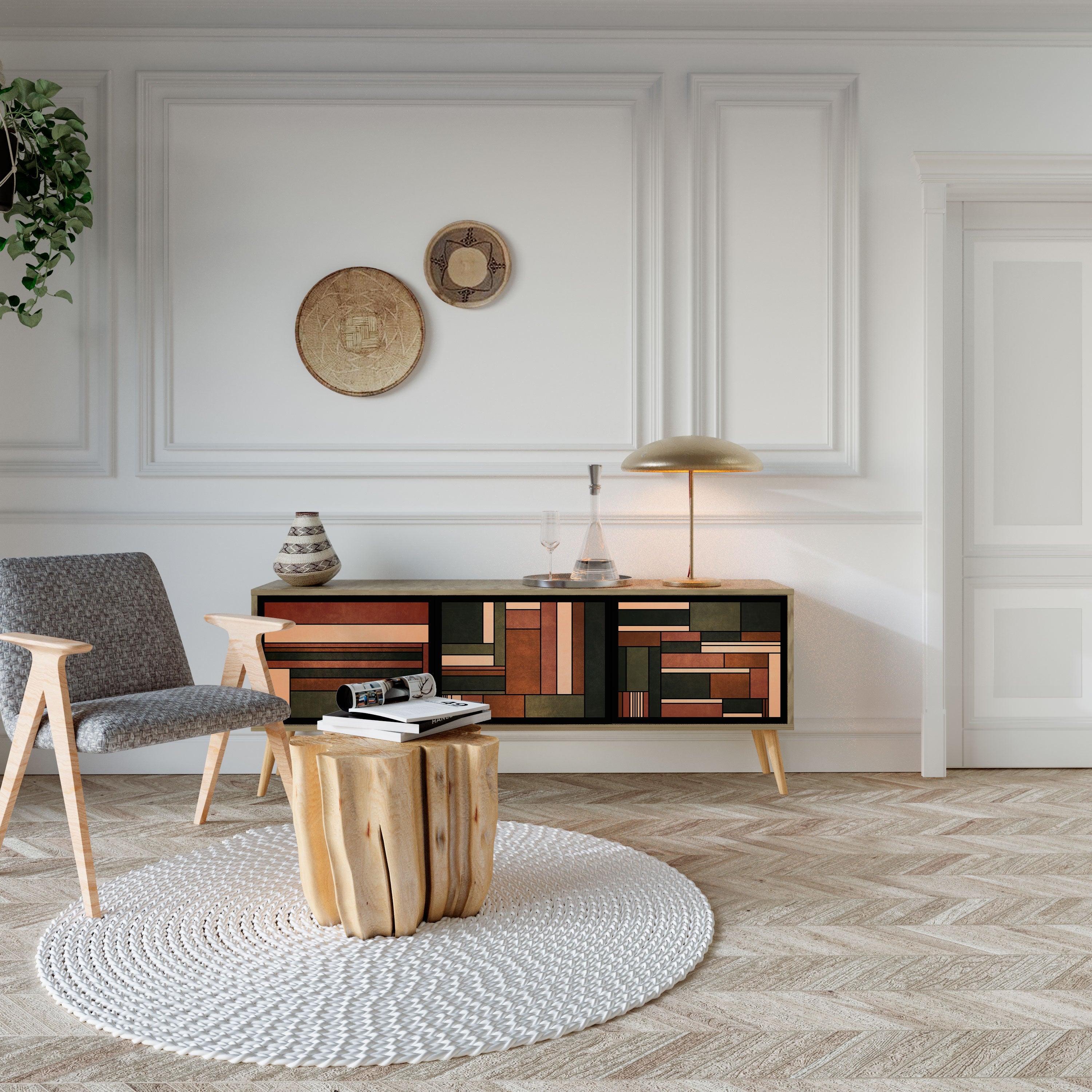 FIGURES OF NATURE TV-Lowboard mit 3 Türen in Eiche-Optik