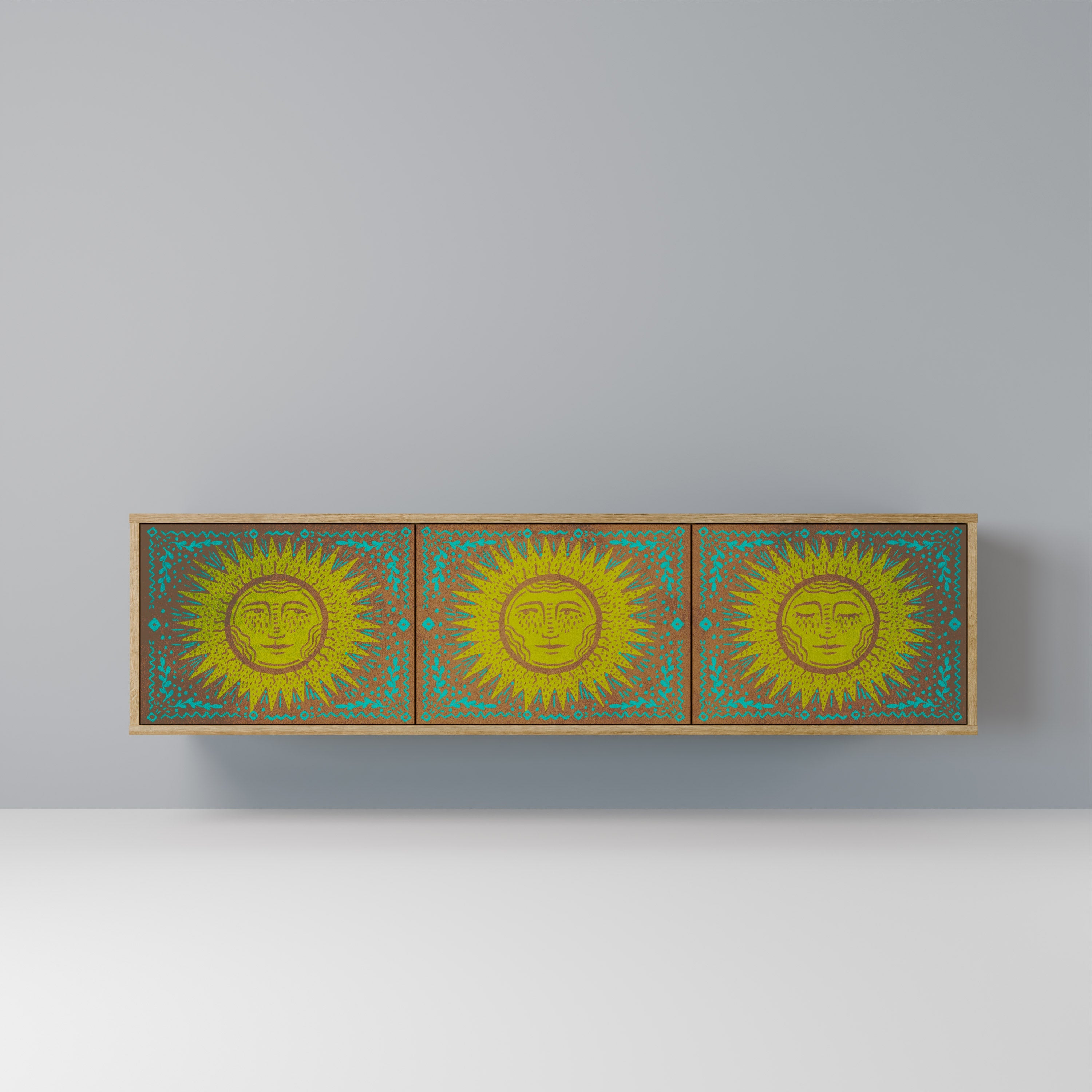 SUNSHINE EULOGY TV-Lowboard mit 3 Türen in Eiche-Optik