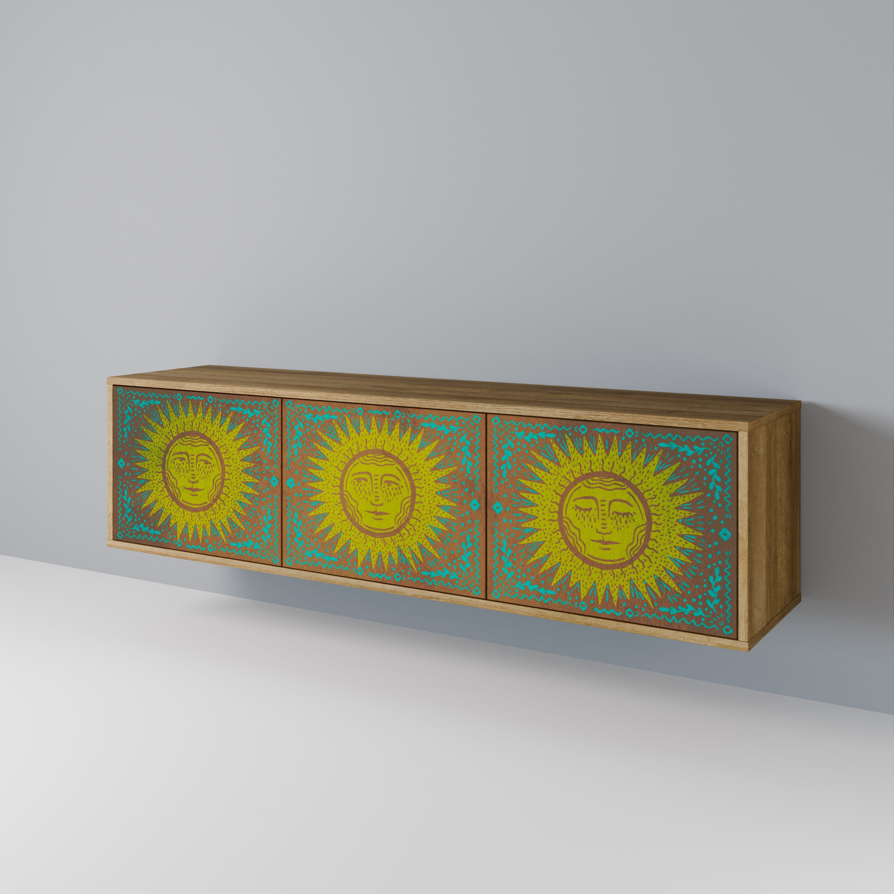 SUNSHINE EULOGY TV-Lowboard mit 3 Türen in Eiche-Optik