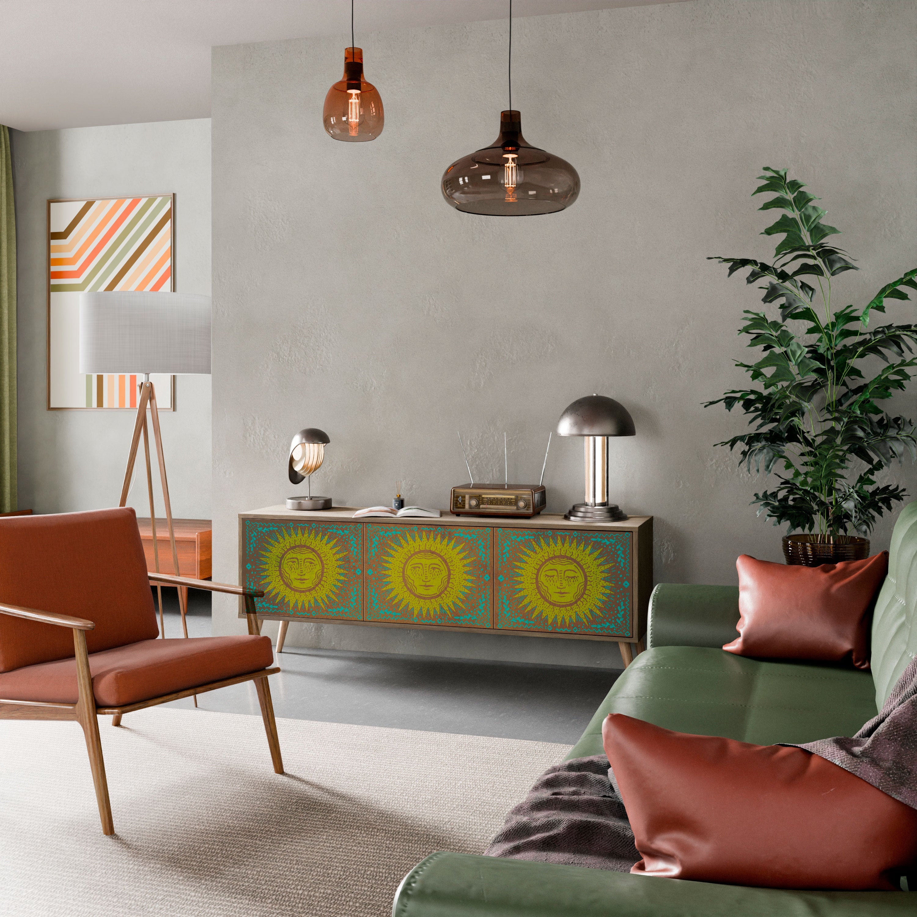 SUNSHINE EULOGY TV-Lowboard mit 3 Türen in Eiche-Optik