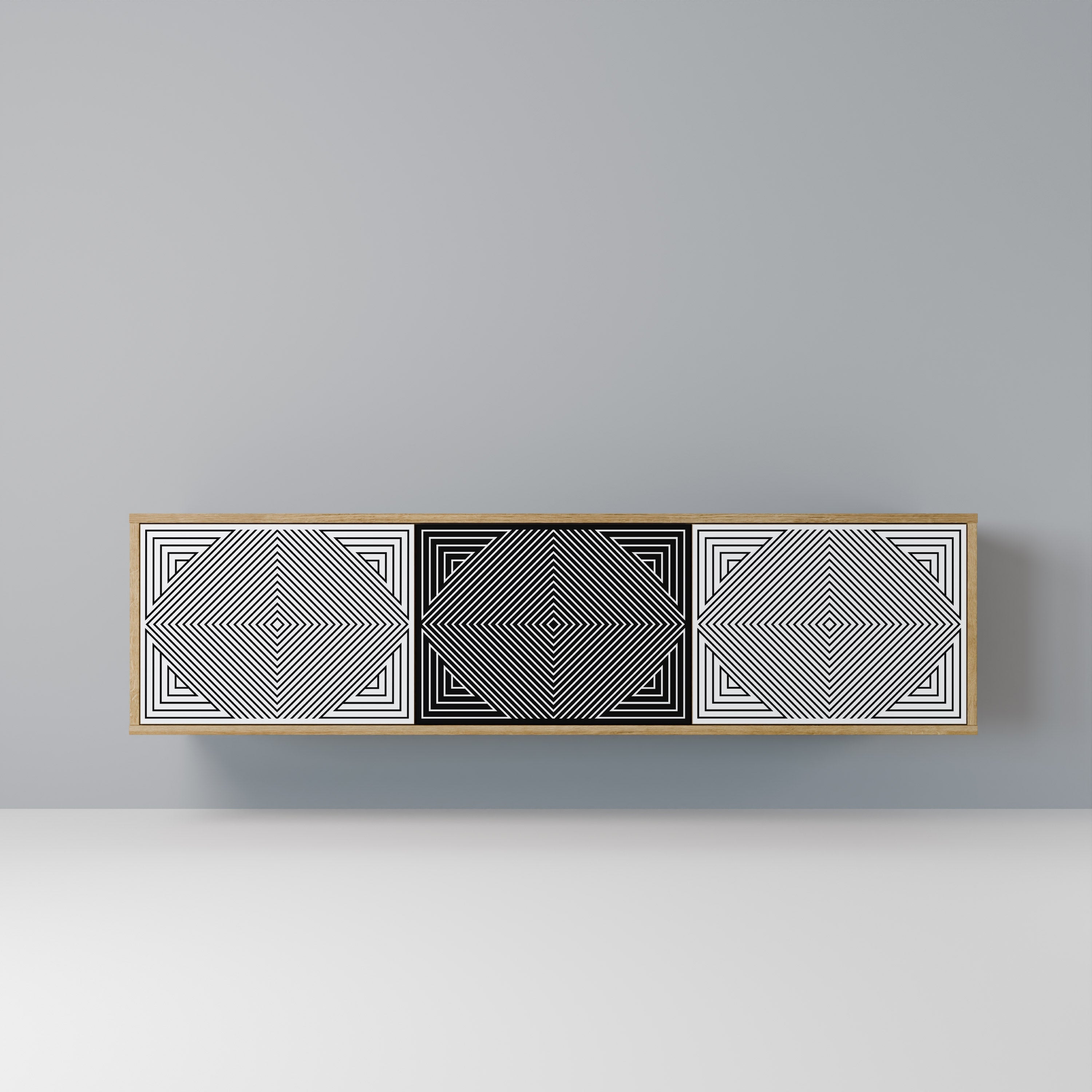 POLYGON ILLUSION TV-Lowboard mit 3 Türen in Eiche-Optik