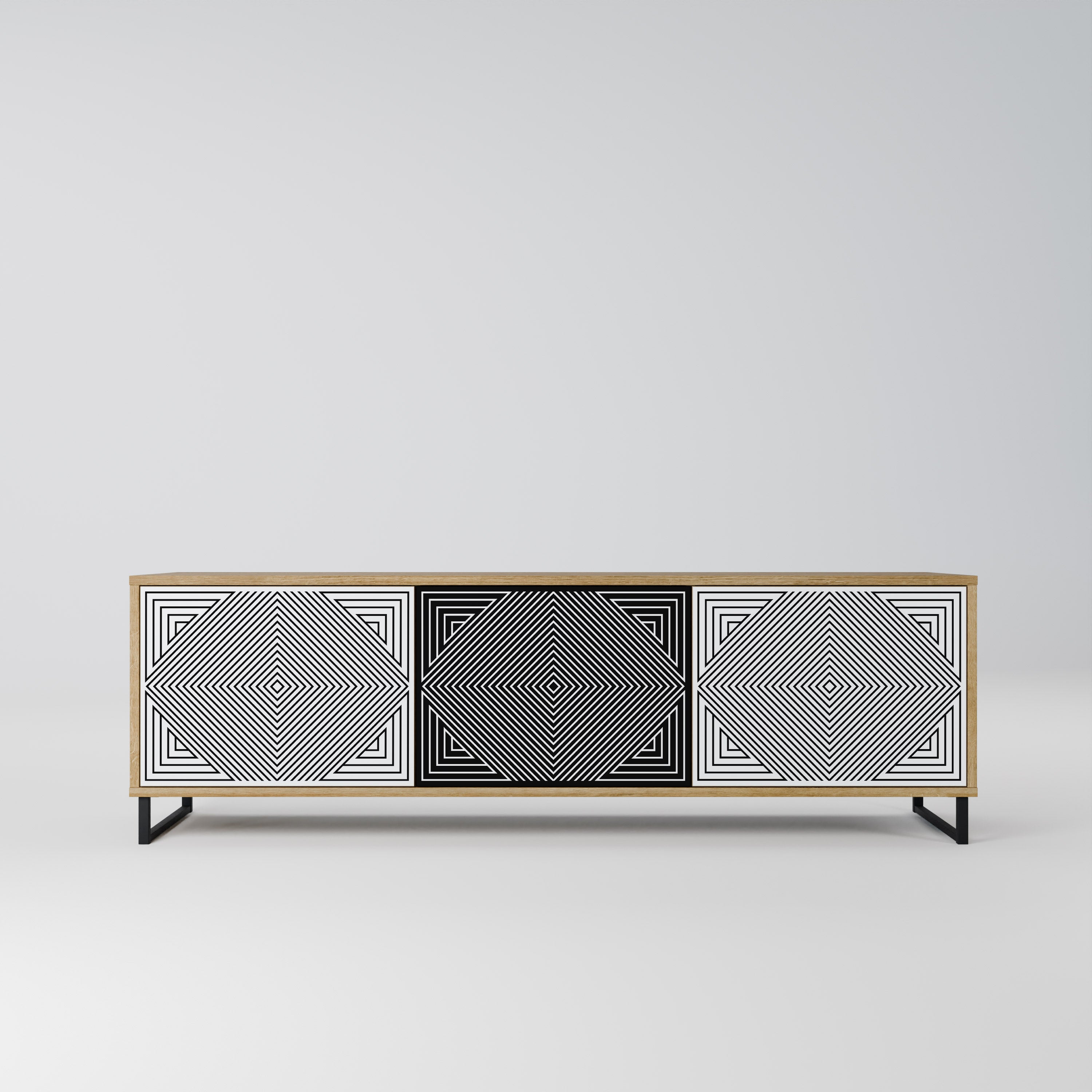 POLYGON ILLUSION TV-Lowboard mit 3 Türen in Eiche-Optik