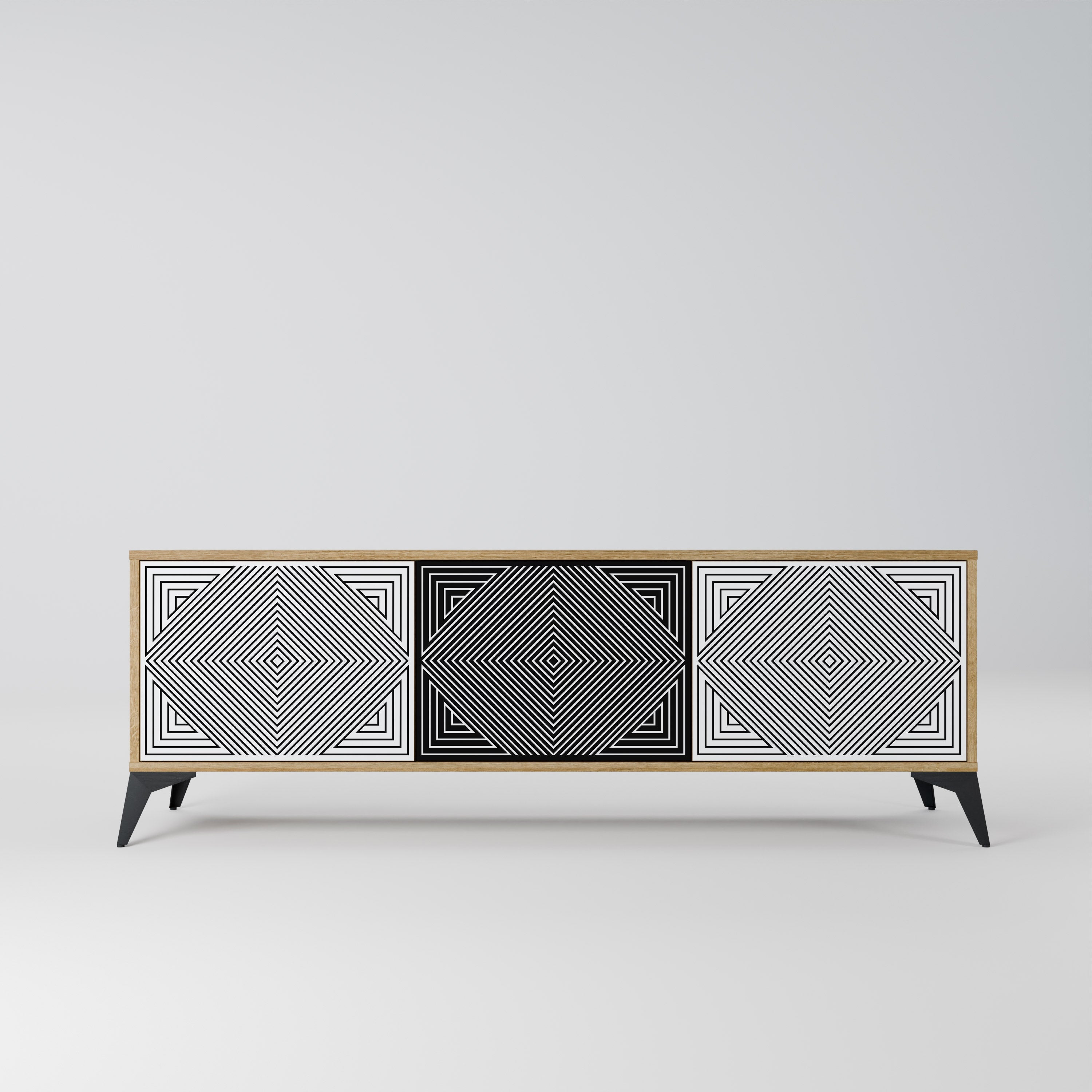 POLYGON ILLUSION TV-Lowboard mit 3 Türen in Eiche-Optik