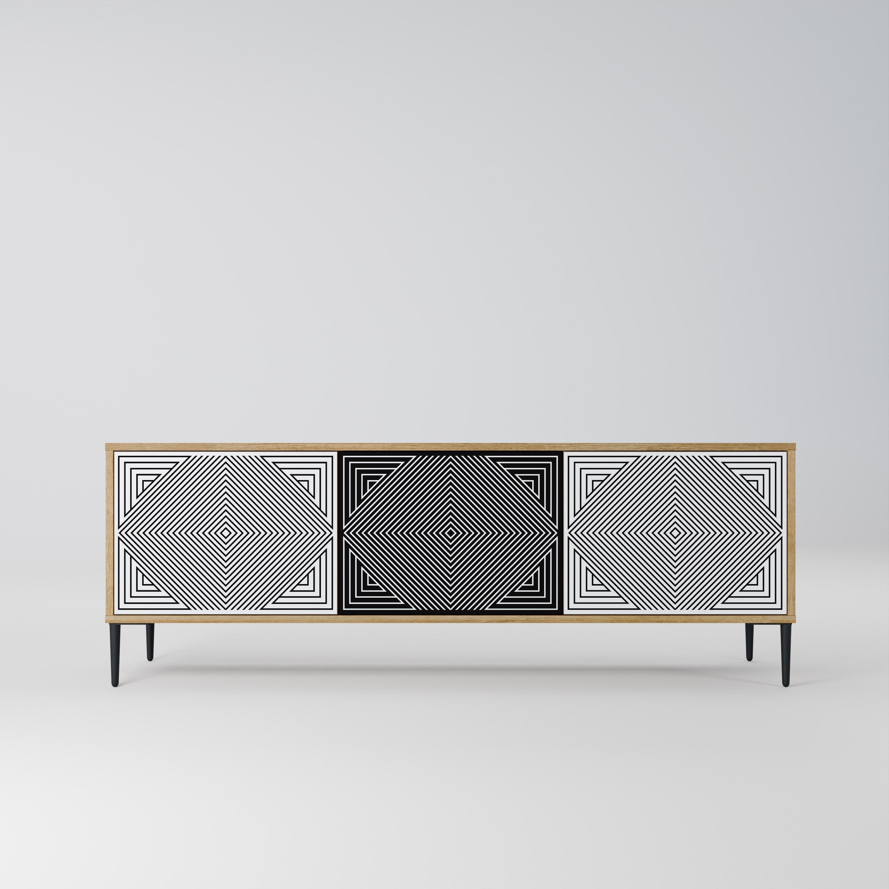 POLYGON ILLUSION TV-Lowboard mit 3 Türen in Eiche-Optik