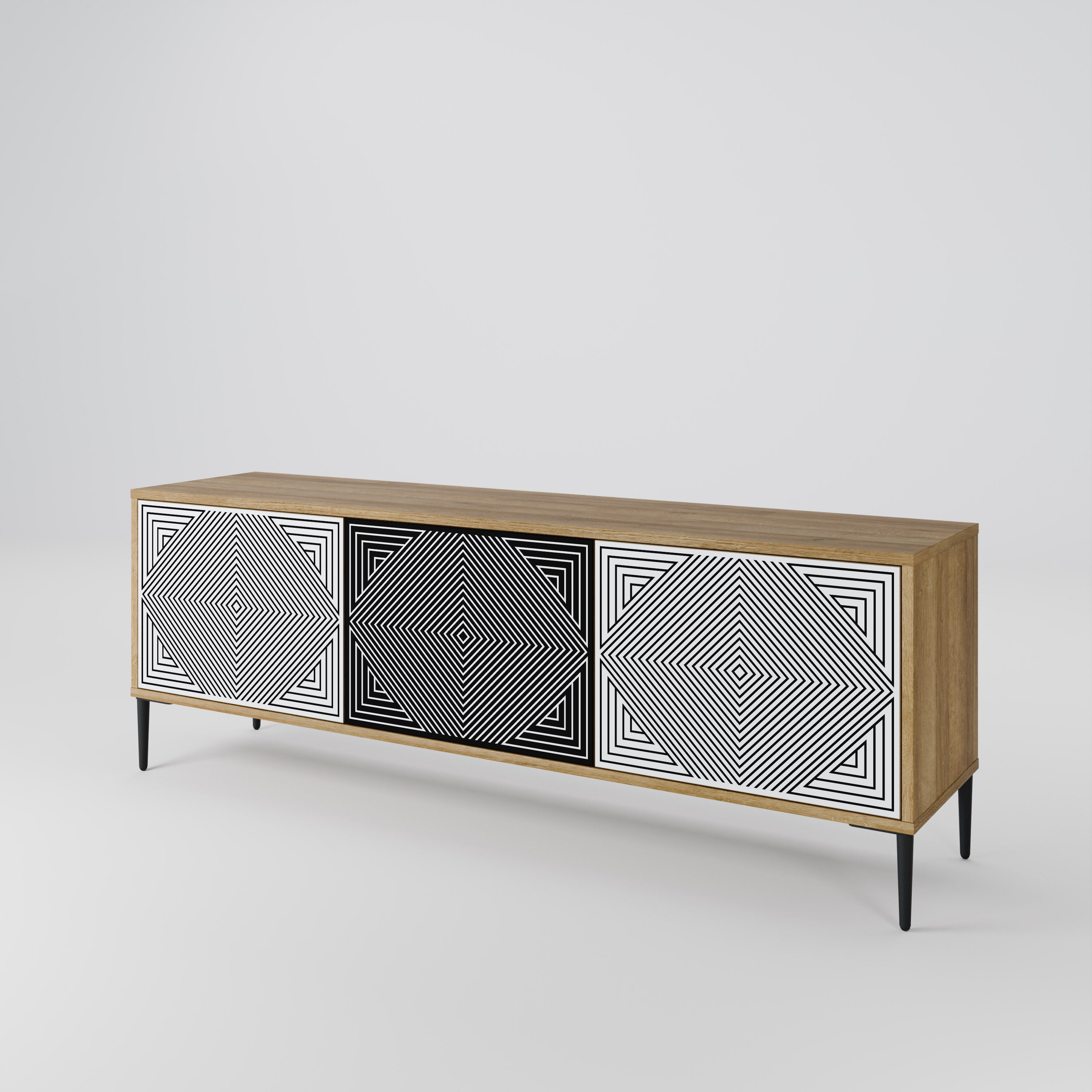 POLYGON ILLUSION TV-Lowboard mit 3 Türen in Eiche-Optik