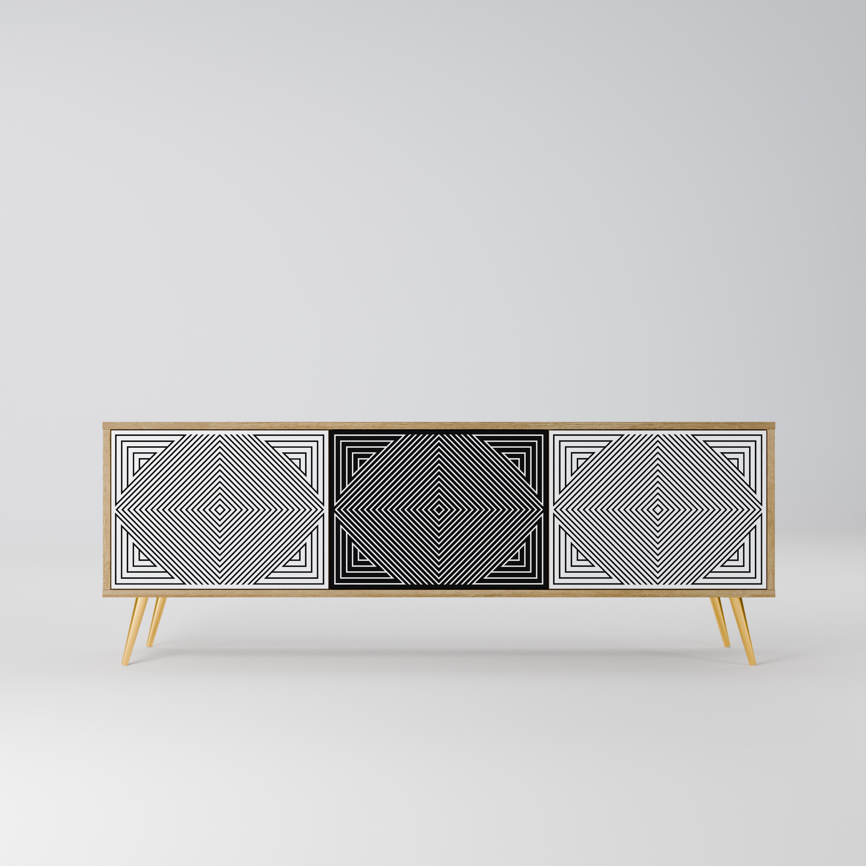 POLYGON ILLUSION TV-Lowboard mit 3 Türen in Eiche-Optik