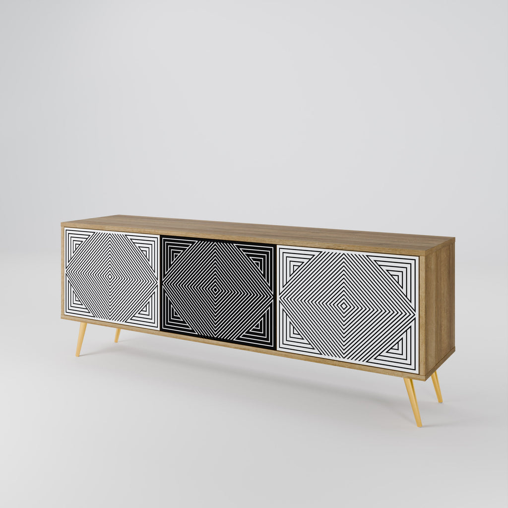 POLYGON ILLUSION TV-Lowboard mit 3 Türen in Eiche-Optik
