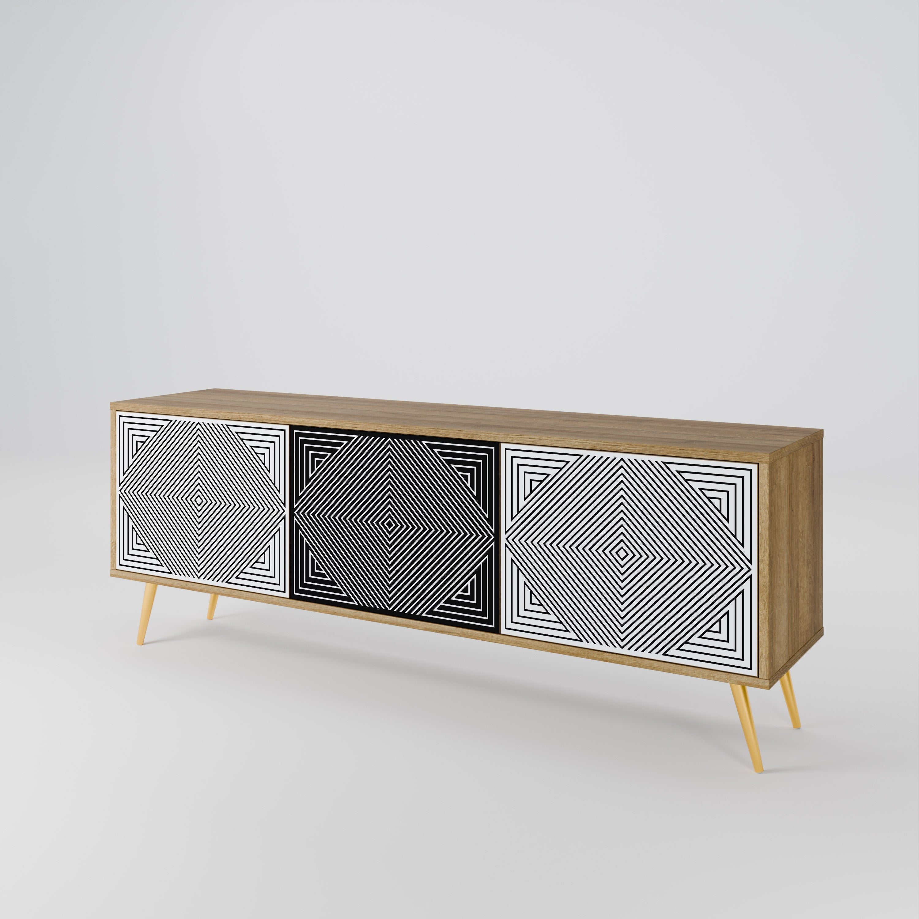 POLYGON ILLUSION TV-Lowboard mit 3 Türen in Eiche-Optik