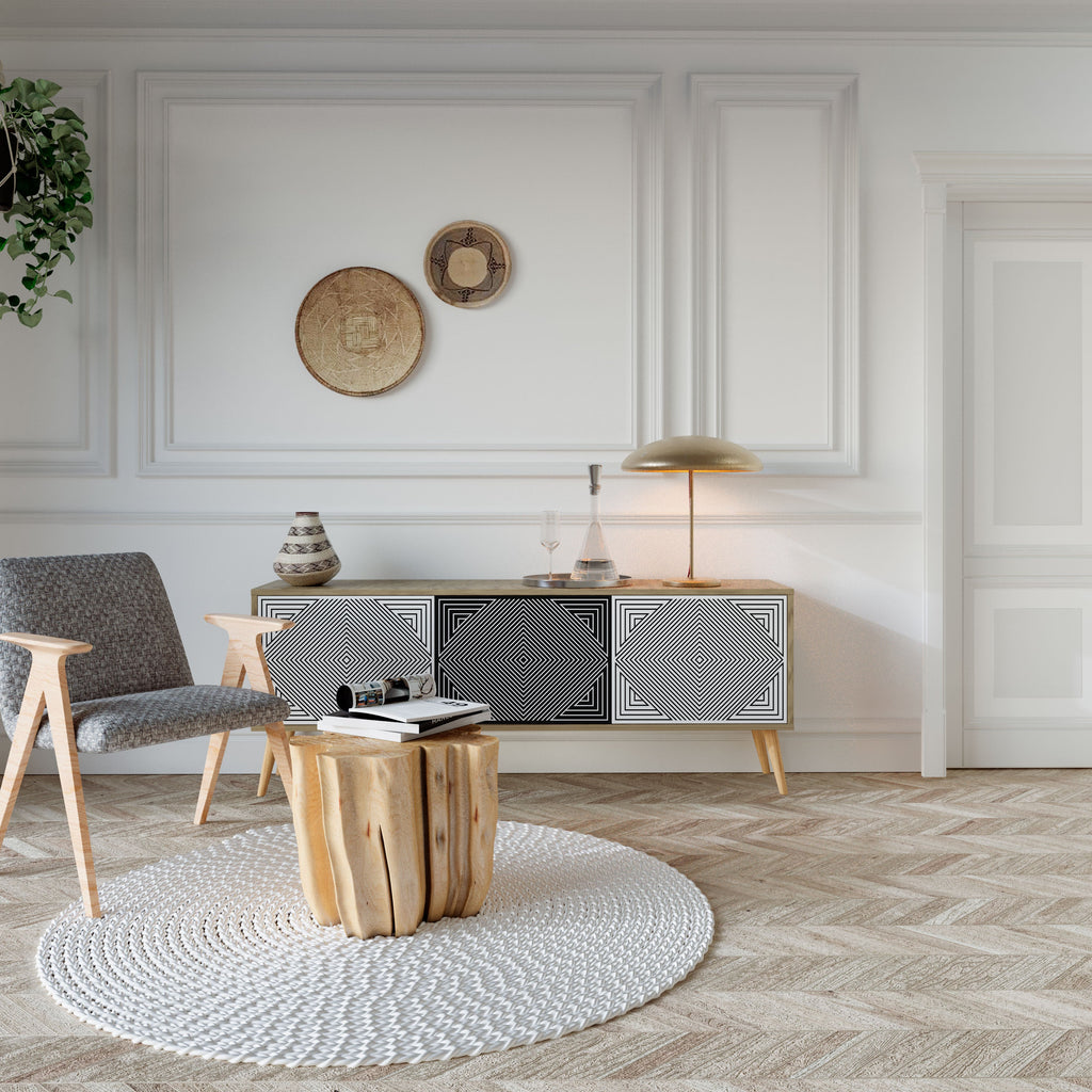 POLYGON ILLUSION TV-Lowboard mit 3 Türen in Eiche-Optik