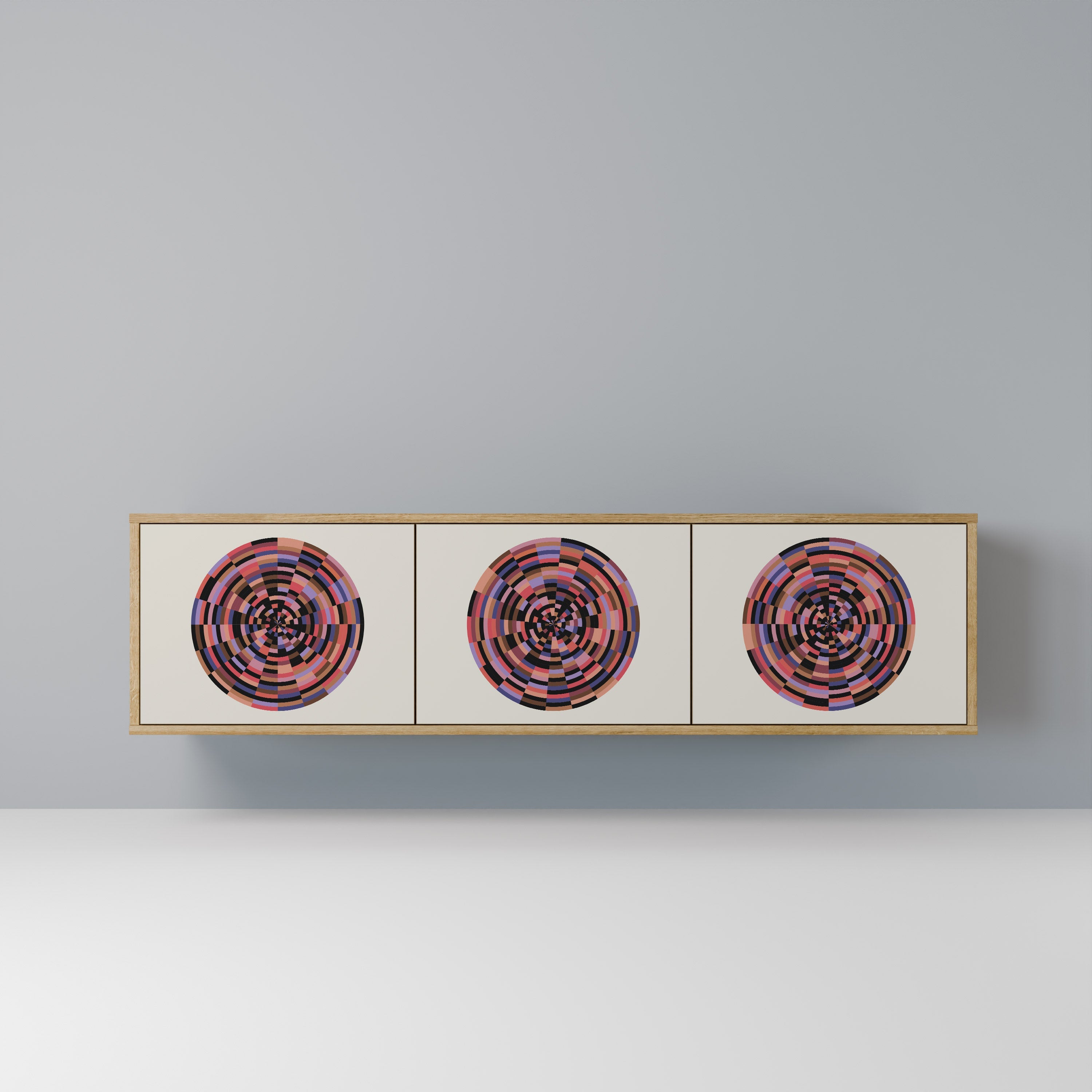 BROWN CIRCLES TV-Lowboard mit 3 Türen in Eiche-Optik