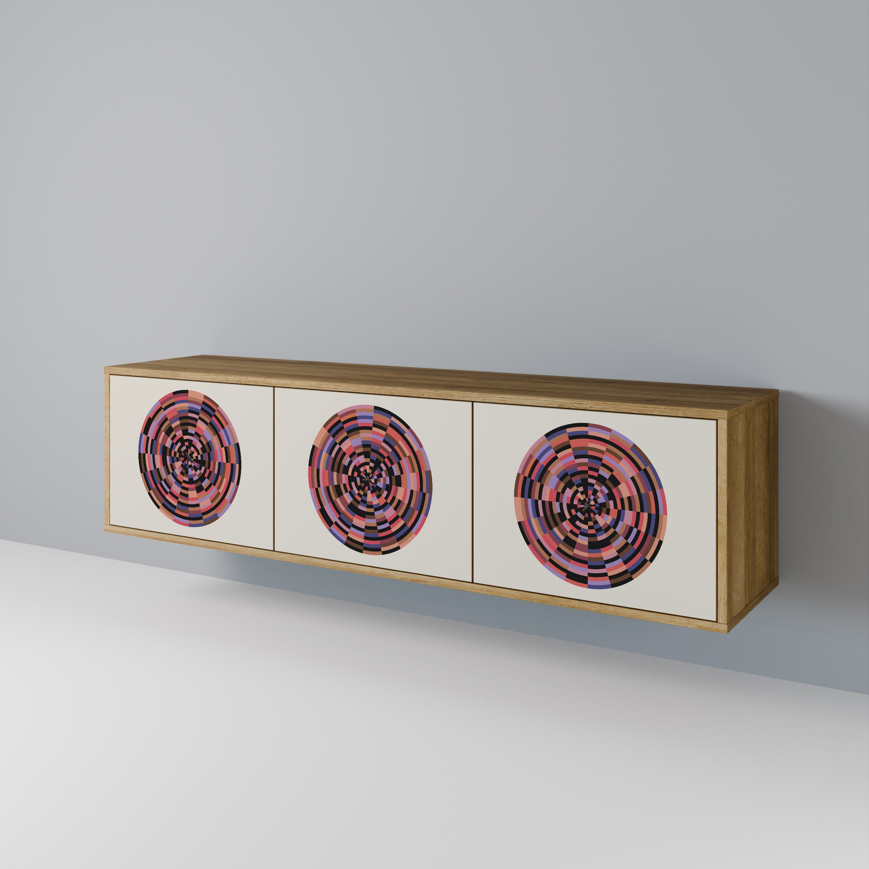 BROWN CIRCLES TV-Lowboard mit 3 Türen in Eiche-Optik