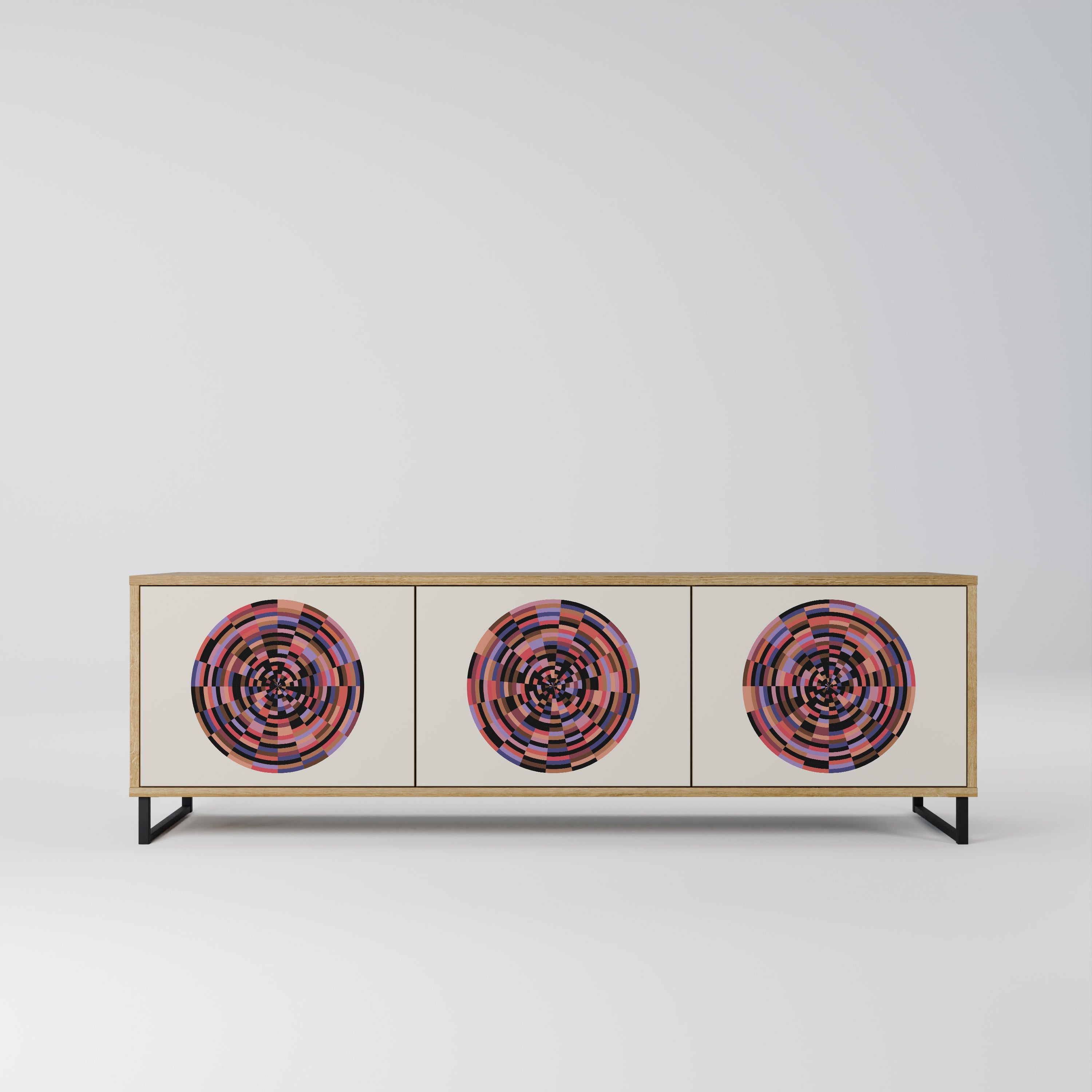 BROWN CIRCLES TV-Lowboard mit 3 Türen in Eiche-Optik