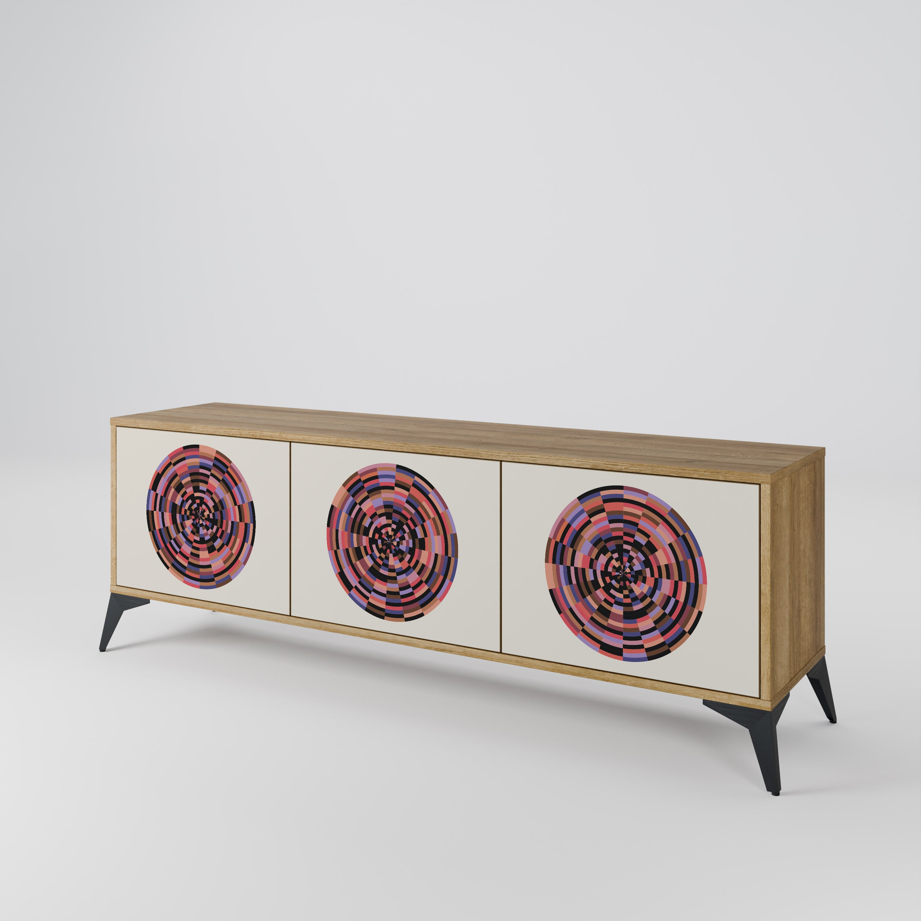 BROWN CIRCLES 3-Door TV Cabinet