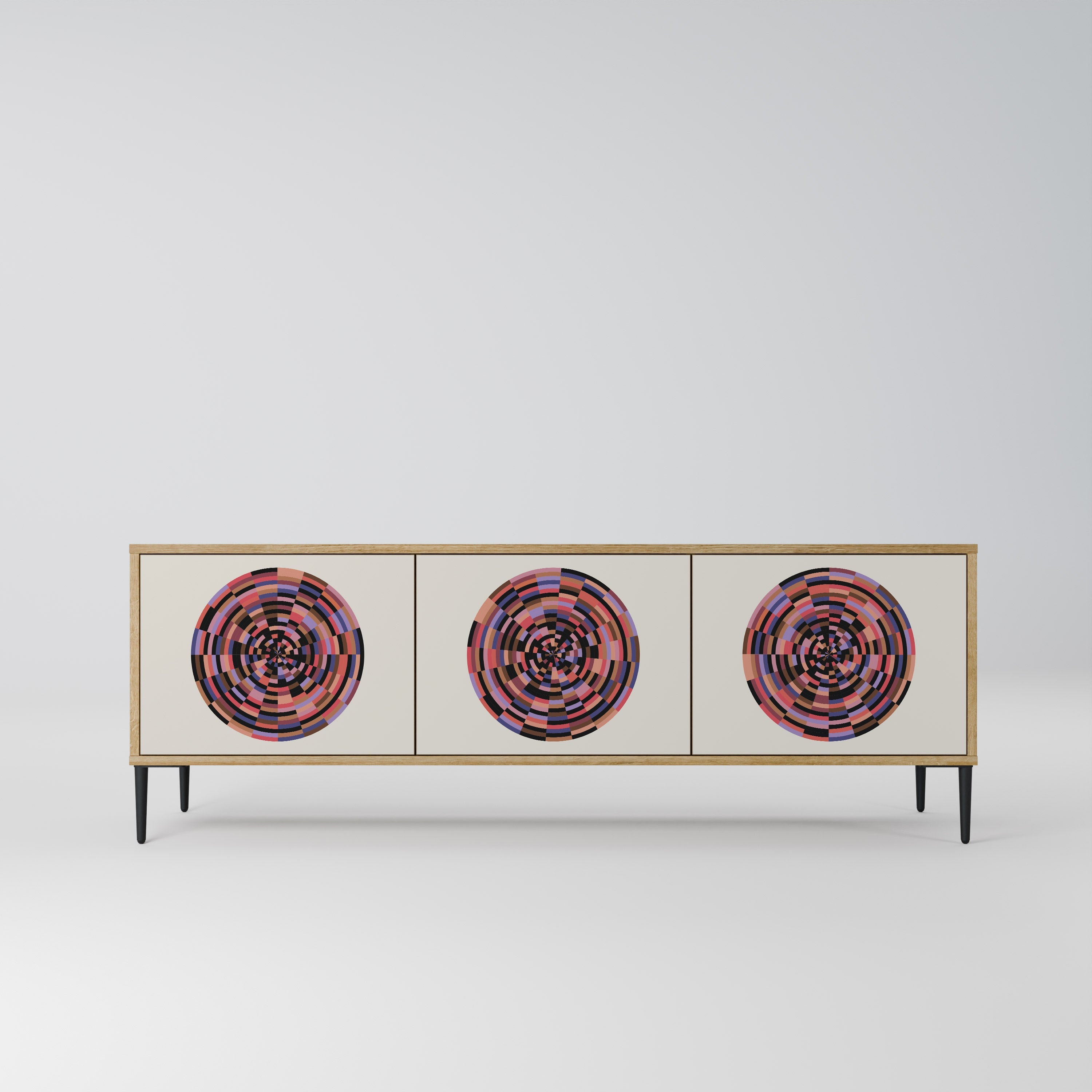 BROWN CIRCLES TV-Lowboard mit 3 Türen in Eiche-Optik