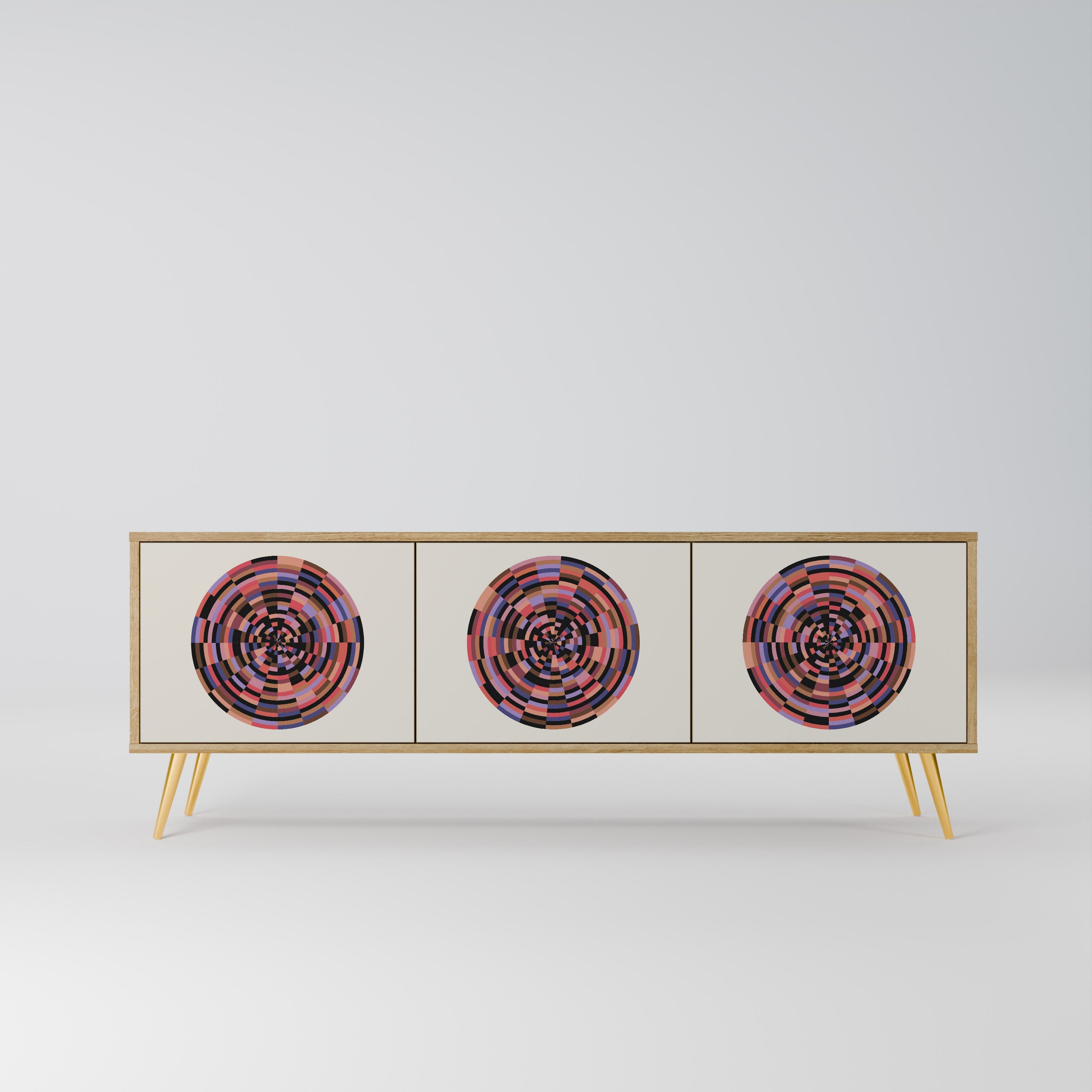 BROWN CIRCLES TV-Lowboard mit 3 Türen in Eiche-Optik