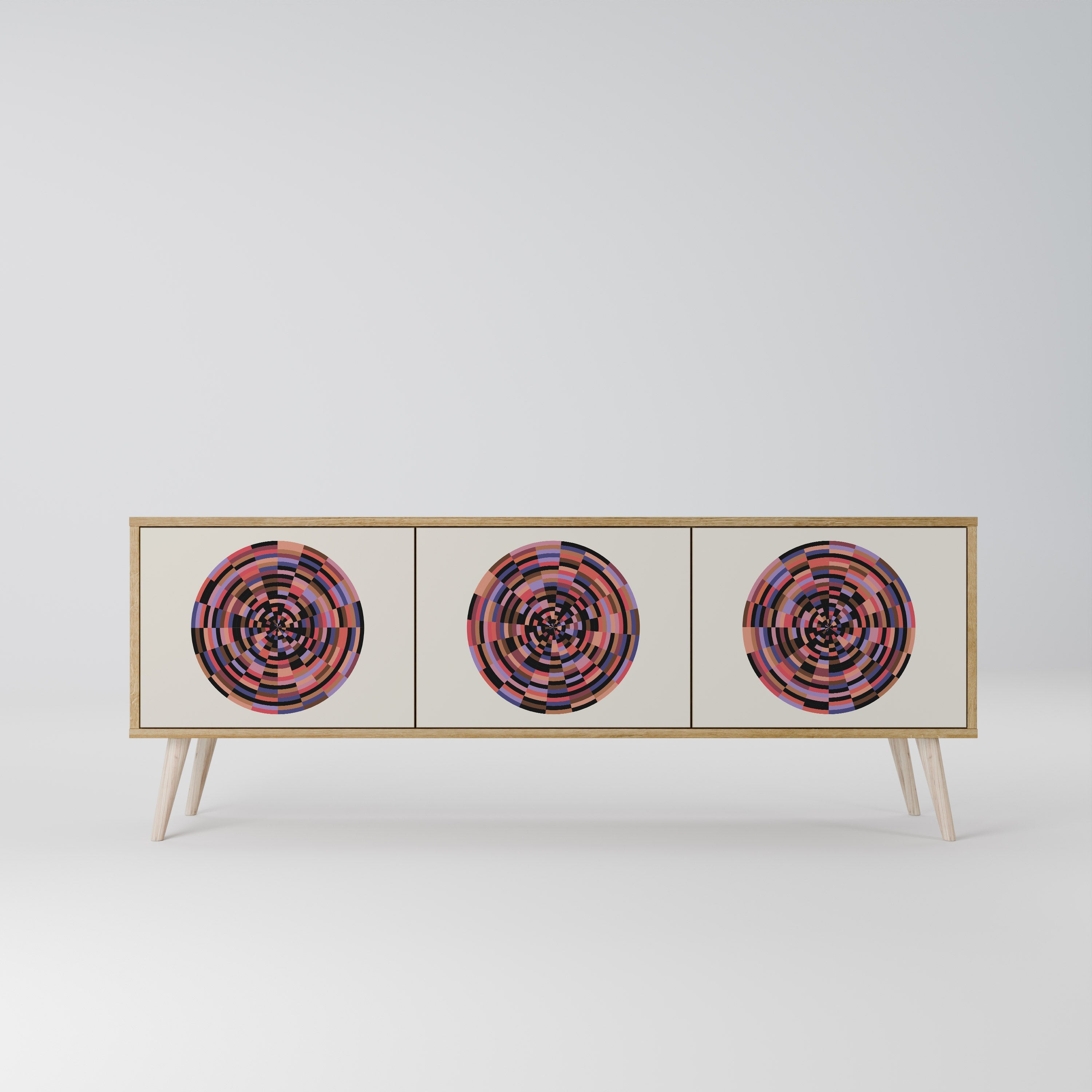 BROWN CIRCLES TV-Lowboard mit 3 Türen in Eiche-Optik