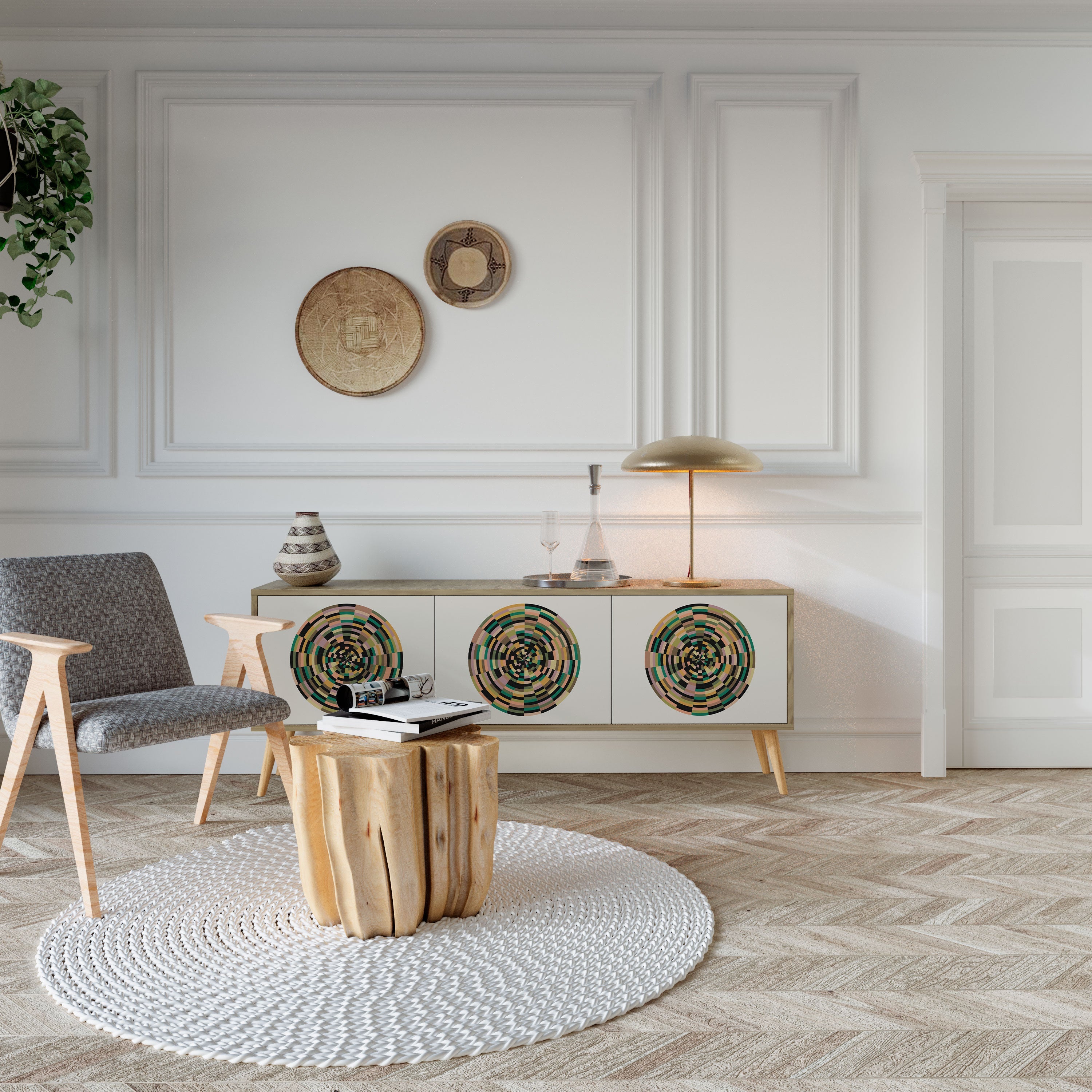 GREEN CIRCLES TV-Lowboard mit 3 Türen in Eiche-Optik