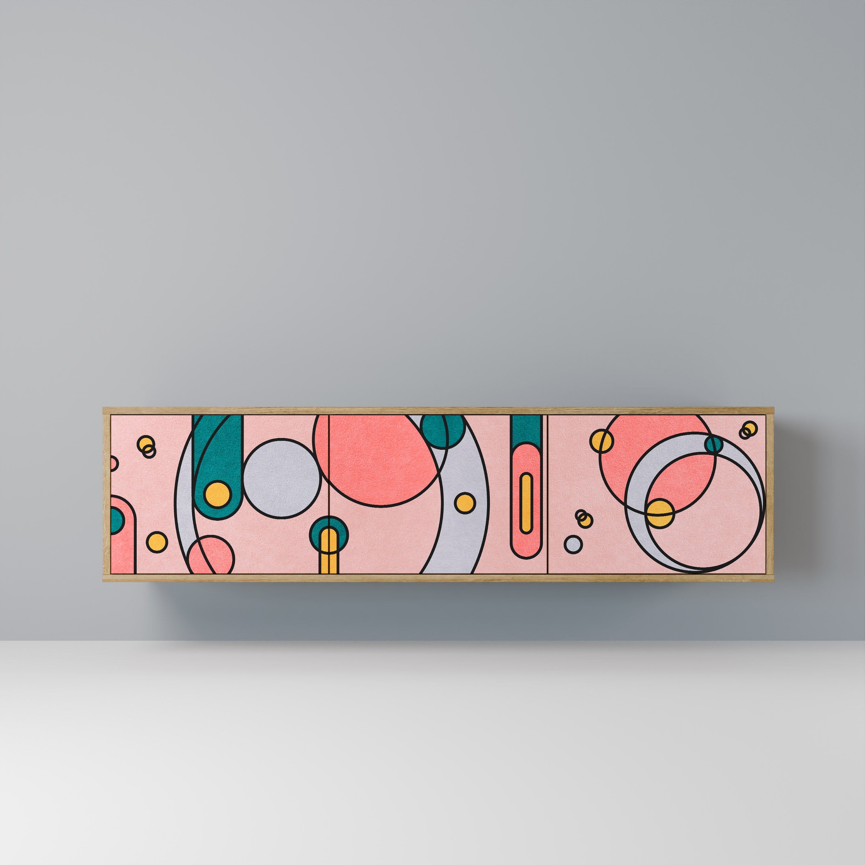 GOSSAMER ECHOES TV-Lowboard mit 3 Türen in Eiche-Optik