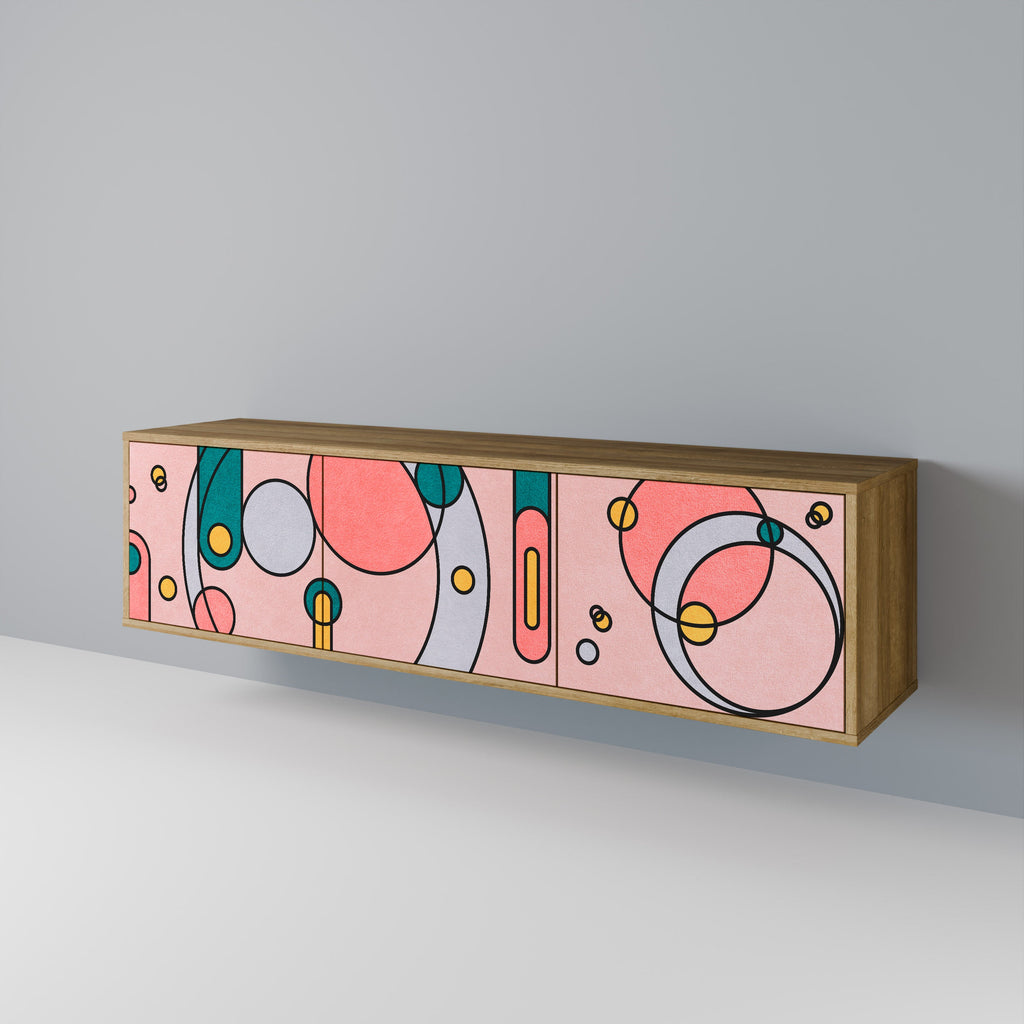 GOSSAMER ECHOES TV-Lowboard mit 3 Türen in Eiche-Optik