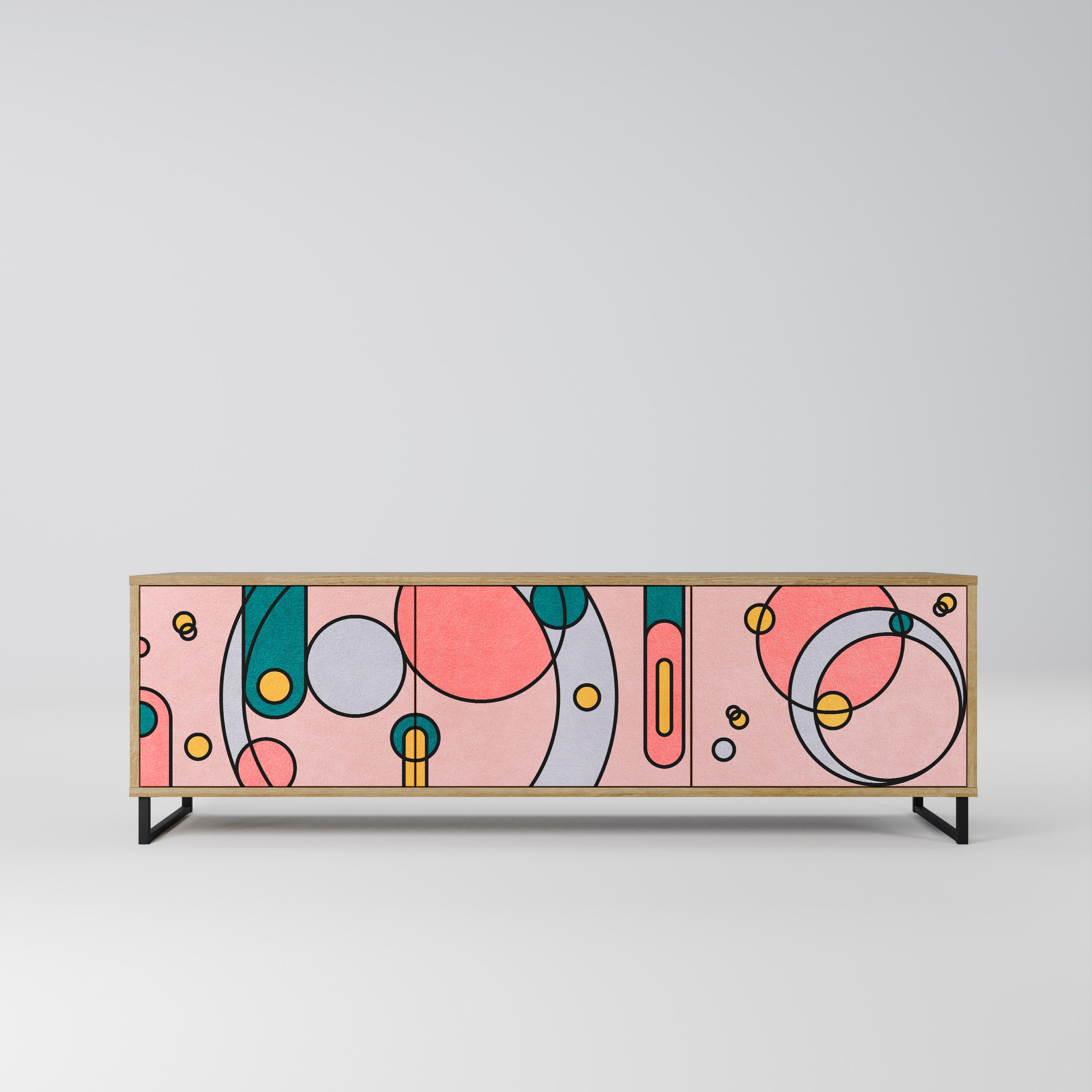 GOSSAMER ECHOES TV-Lowboard mit 3 Türen in Eiche-Optik