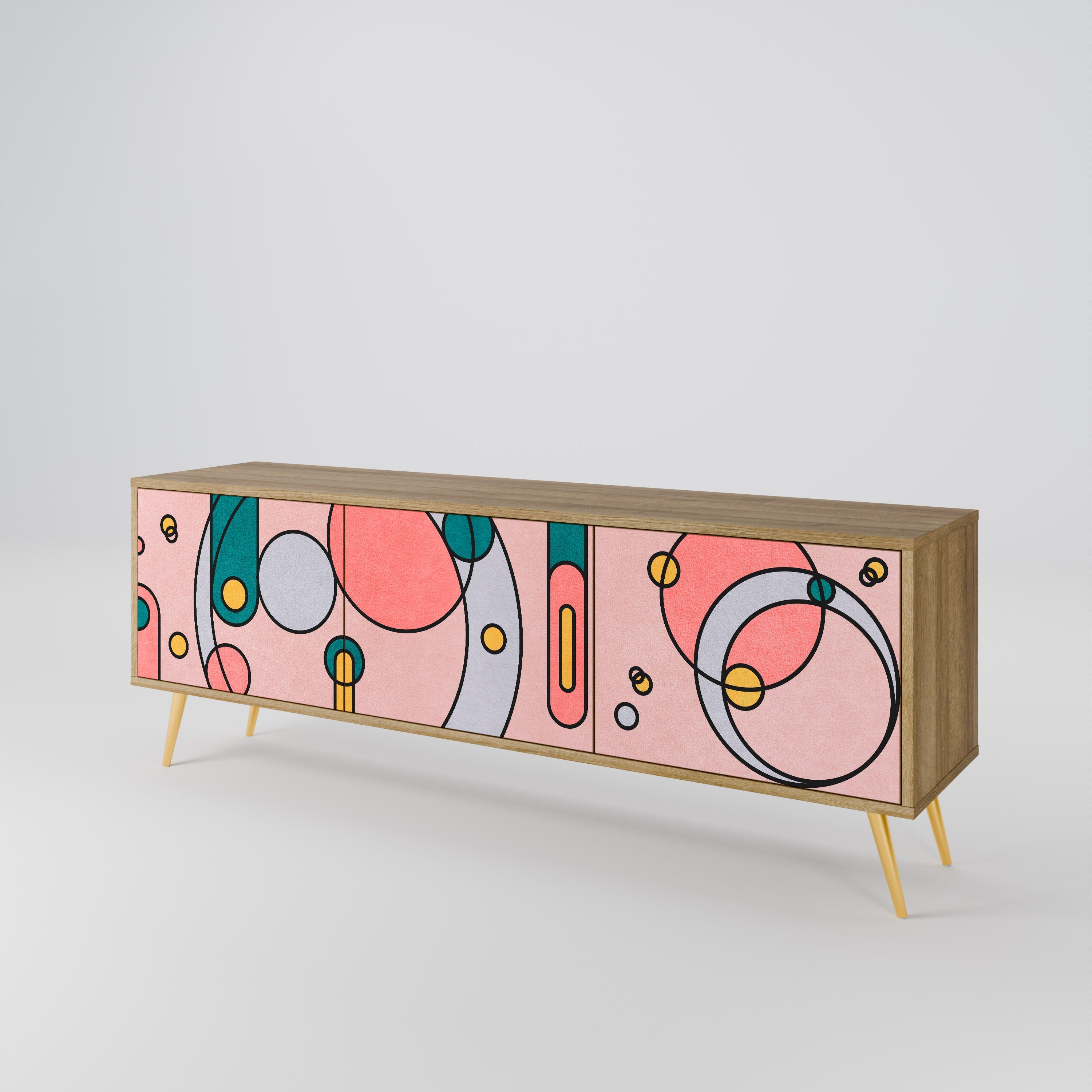 GOSSAMER ECHOES TV-Lowboard mit 3 Türen in Eiche-Optik