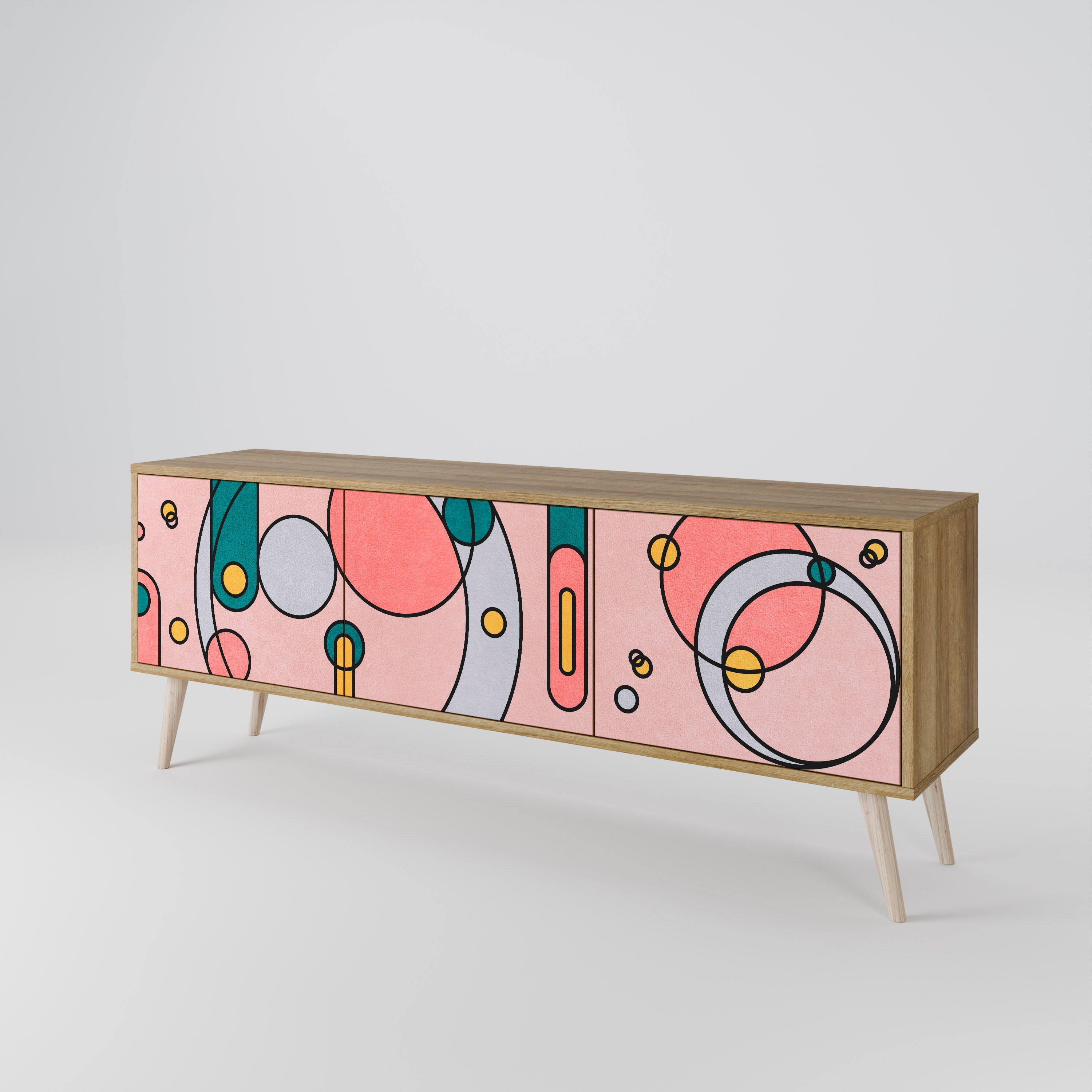 GOSSAMER ECHOES TV-Lowboard mit 3 Türen in Eiche-Optik