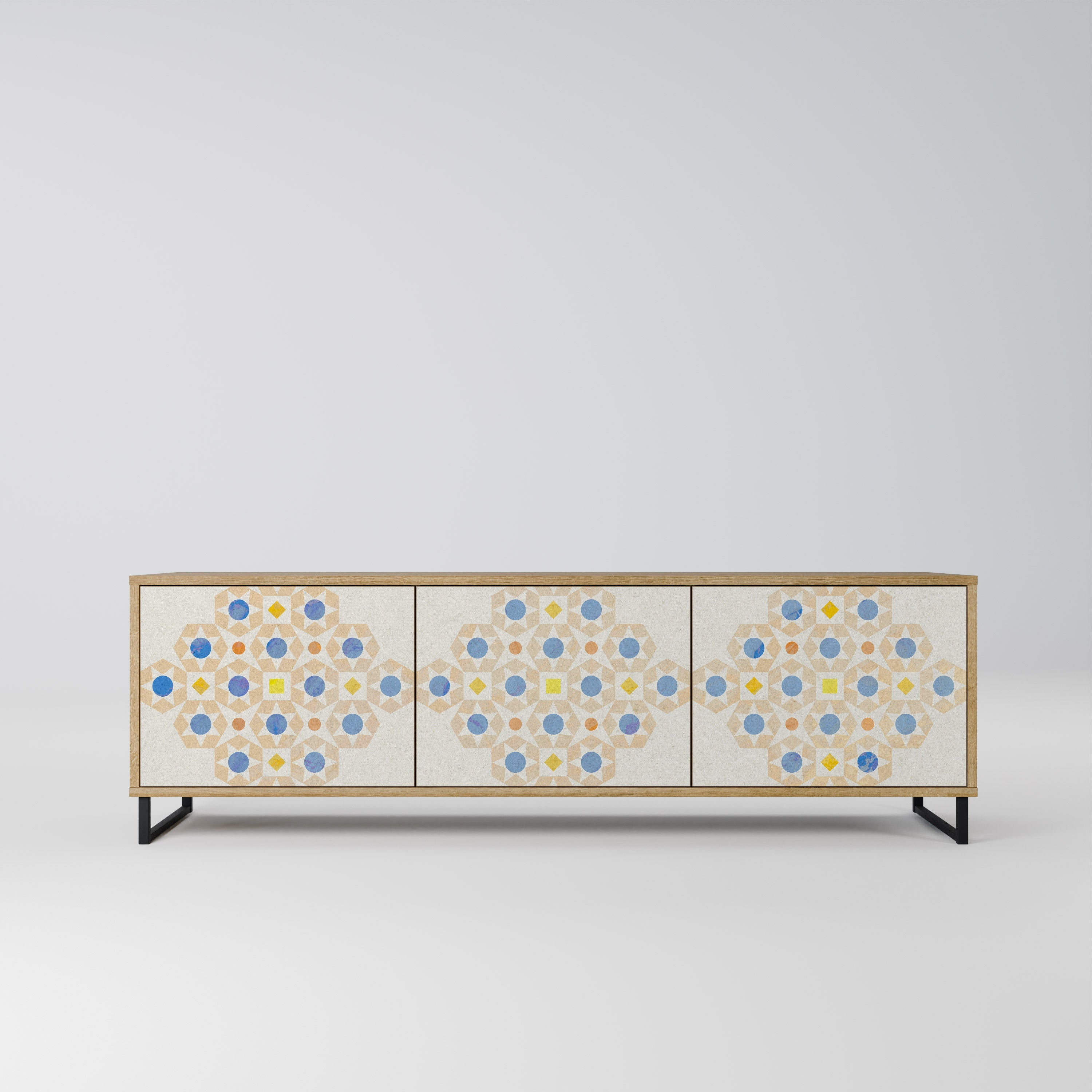 PATTERNED PRISM TV-Lowboard mit 3 Türen in Eiche-Optik