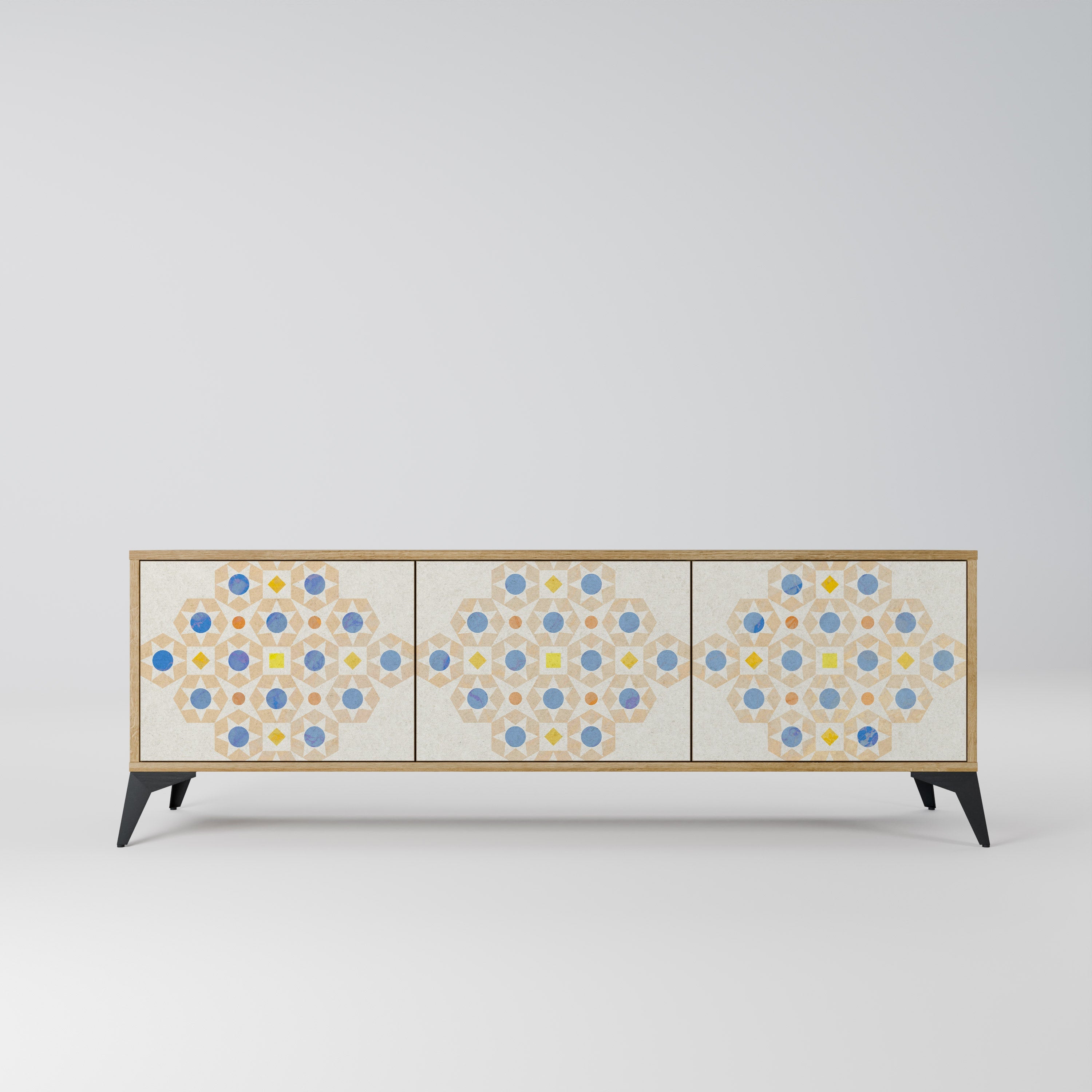 PATTERNED PRISM TV-Lowboard mit 3 Türen in Eiche-Optik