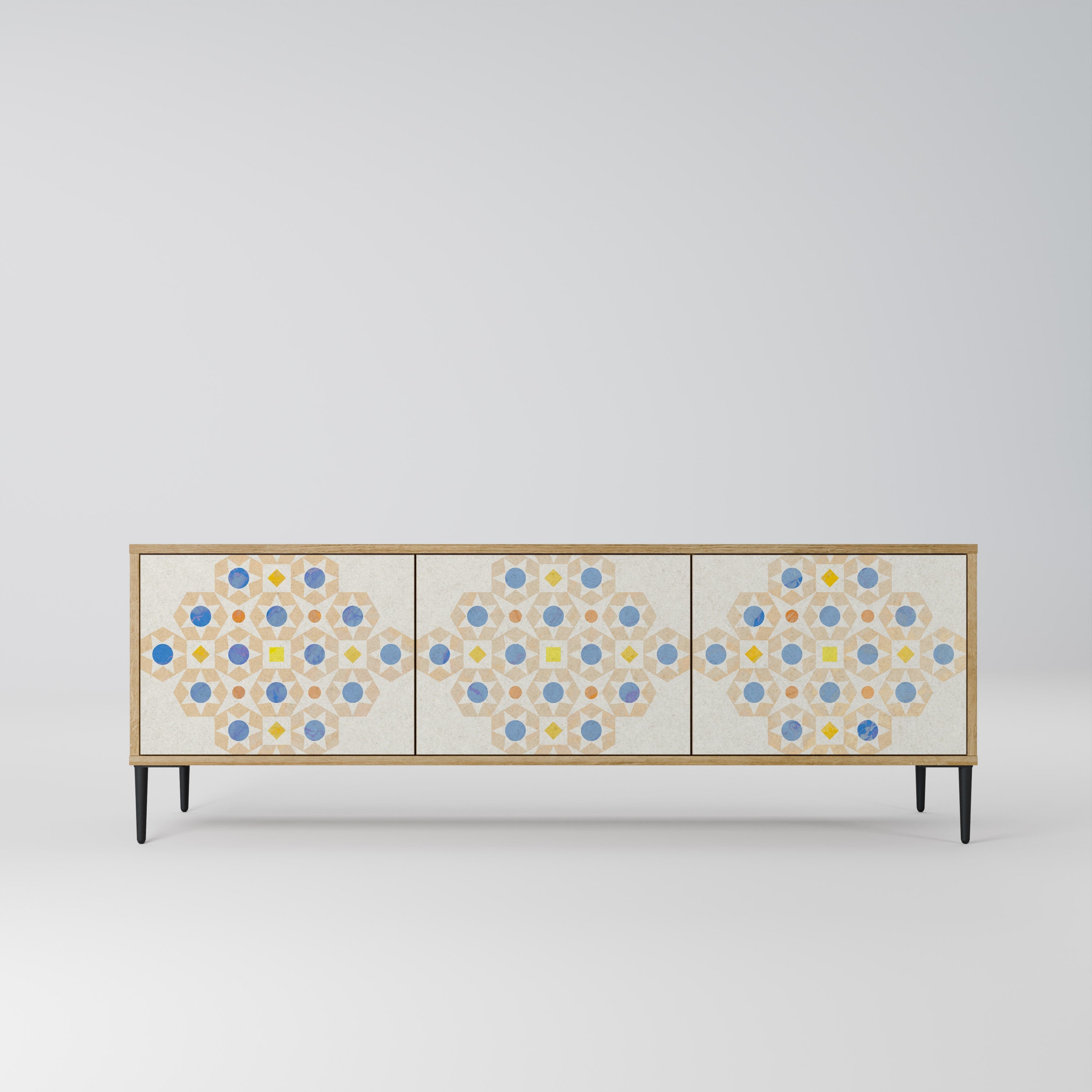 PATTERNED PRISM TV-Lowboard mit 3 Türen in Eiche-Optik