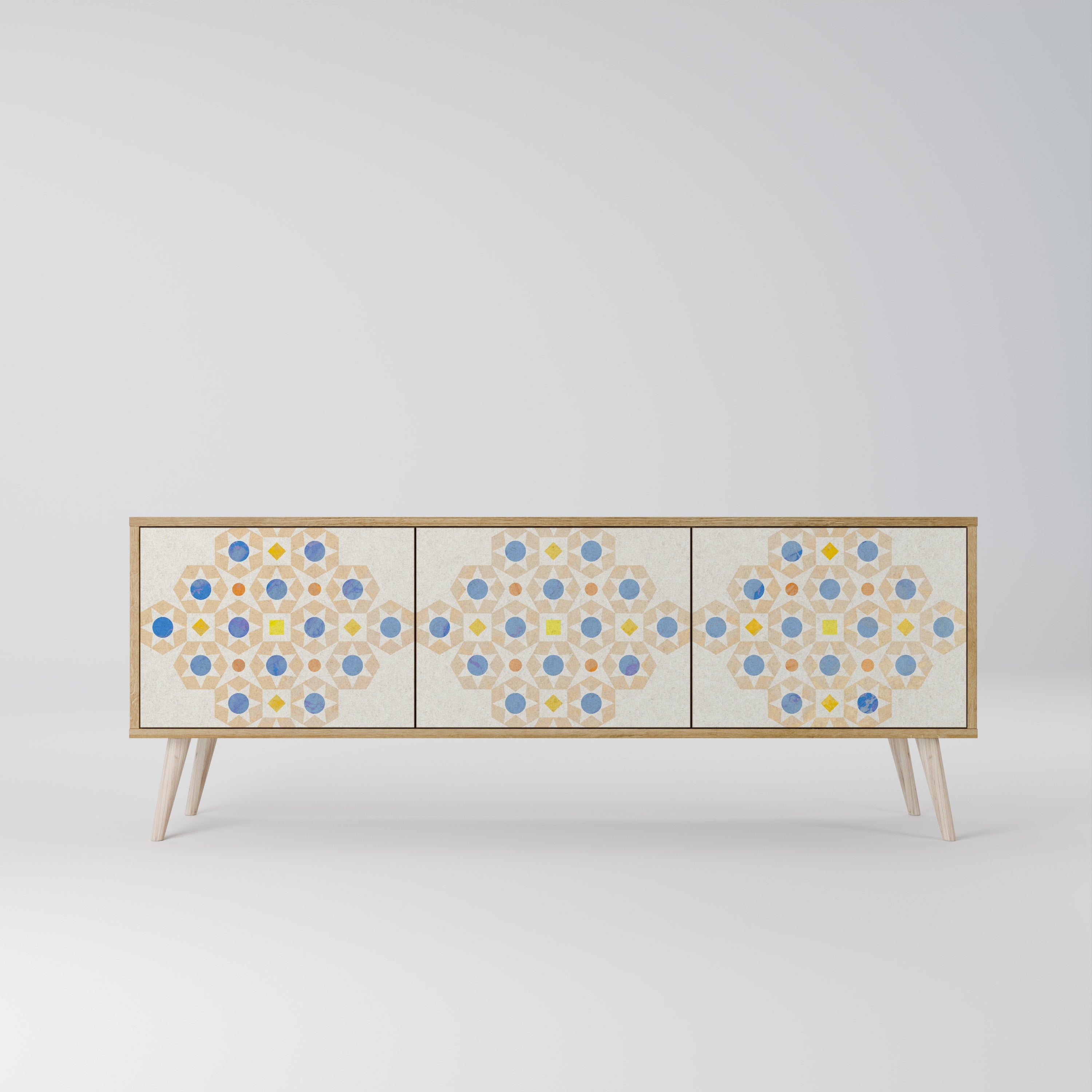 PATTERNED PRISM TV-Lowboard mit 3 Türen in Eiche-Optik