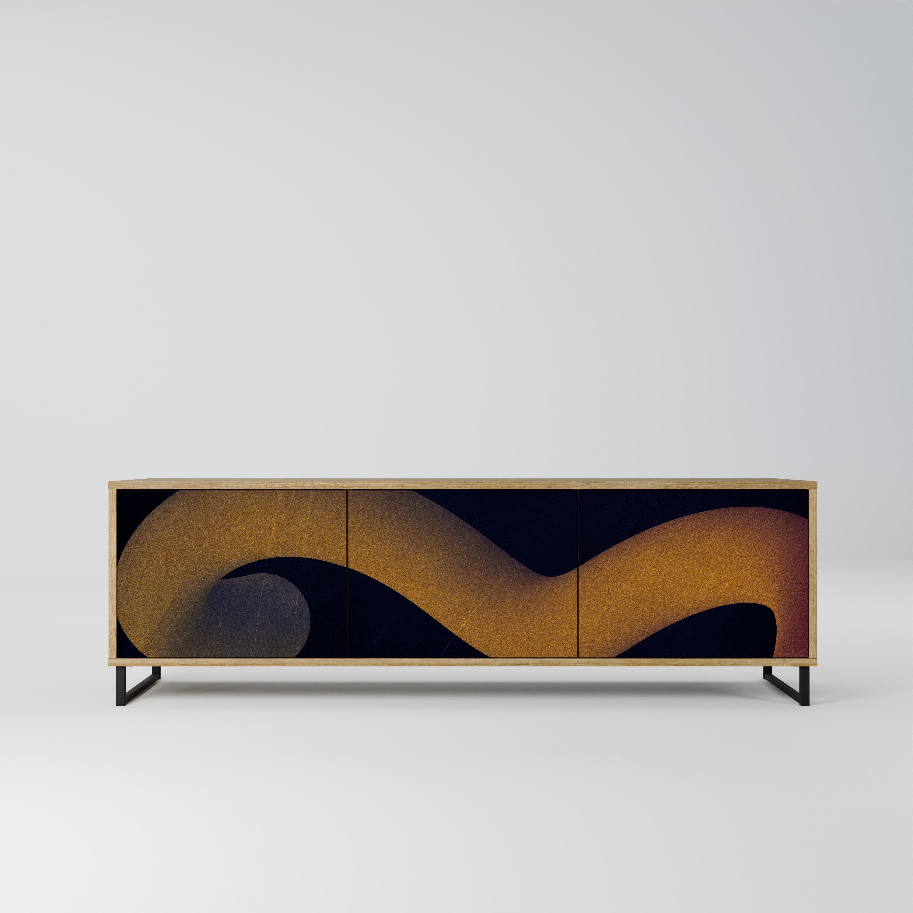 HOLLOW TIME TV-Lowboard mit 3 Türen in Eiche-Optik