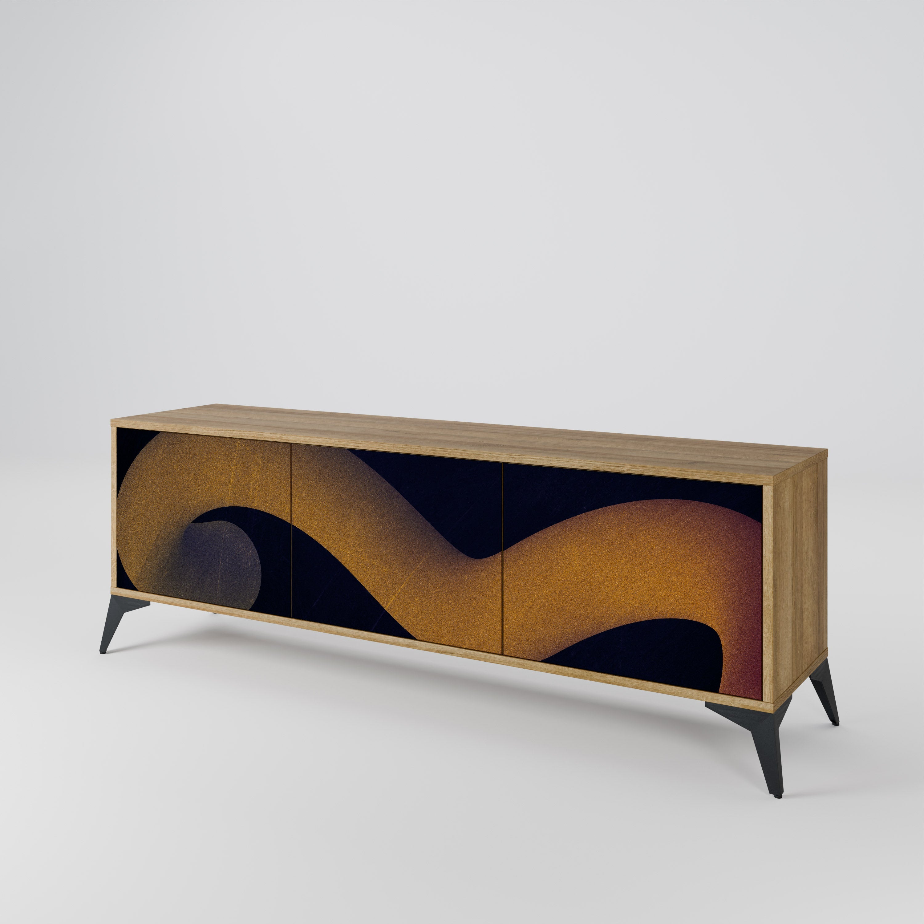 HOLLOW TIME TV-Lowboard mit 3 Türen in Eiche-Optik