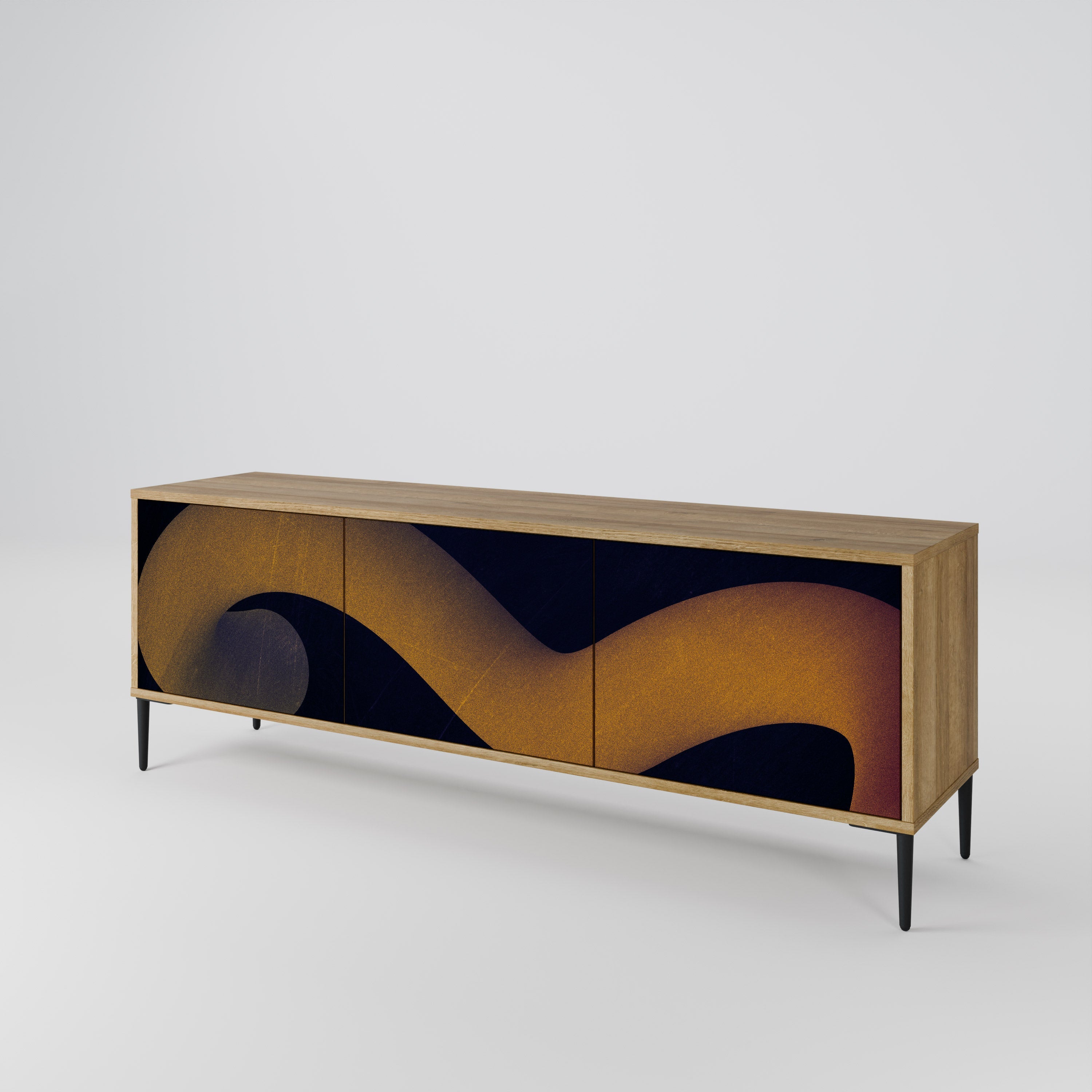 HOLLOW TIME TV-Lowboard mit 3 Türen in Eiche-Optik