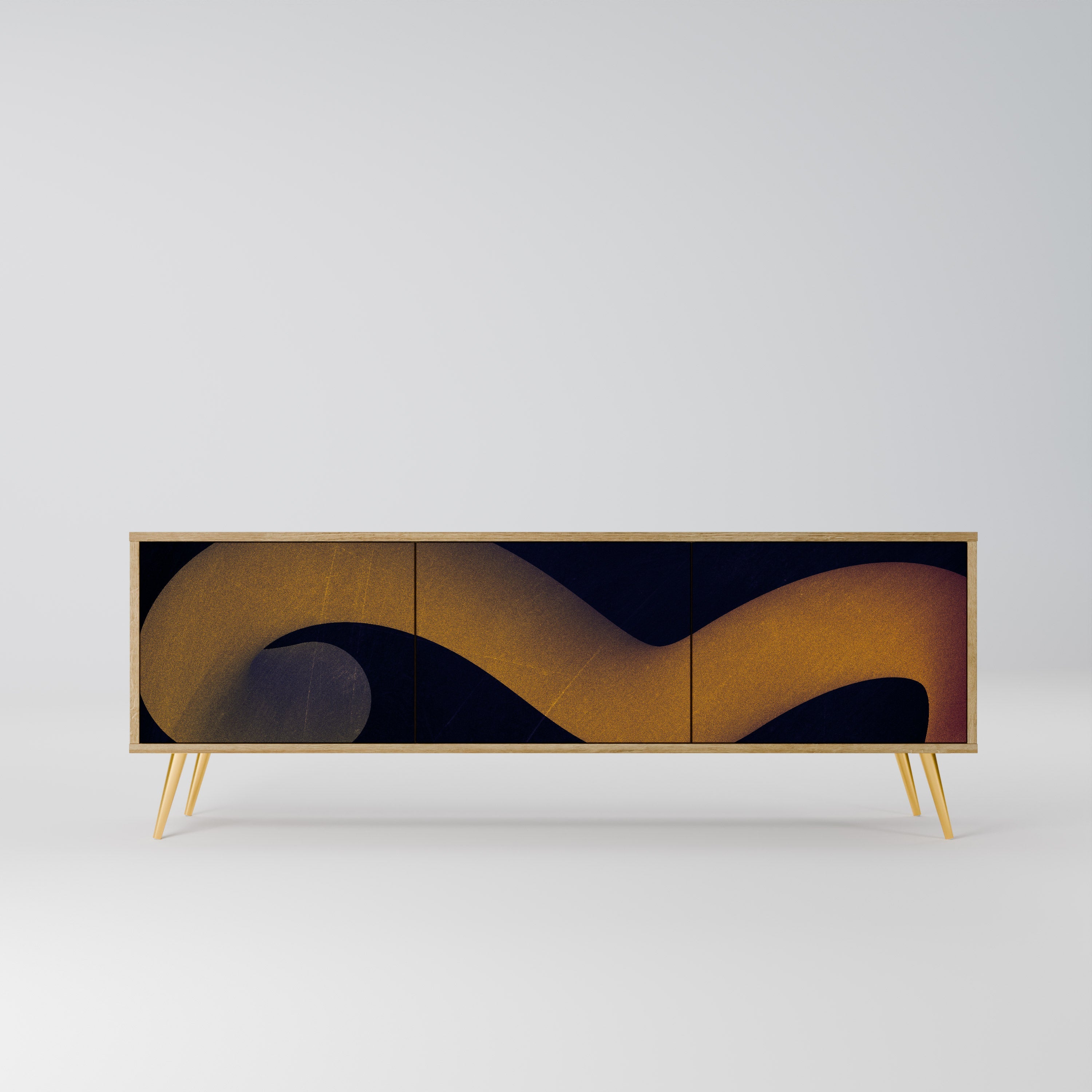 HOLLOW TIME TV-Lowboard mit 3 Türen in Eiche-Optik