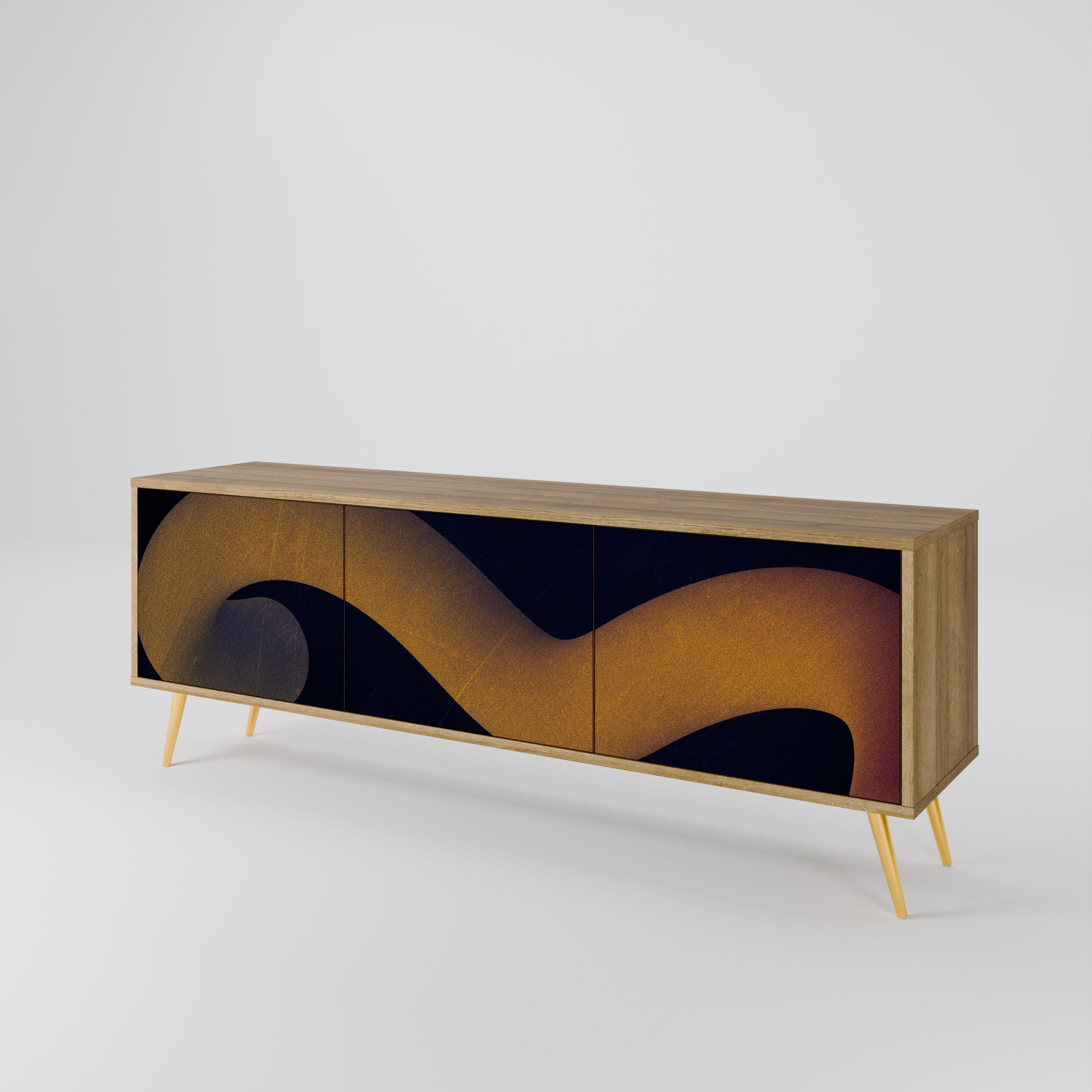 HOLLOW TIME TV-Lowboard mit 3 Türen in Eiche-Optik