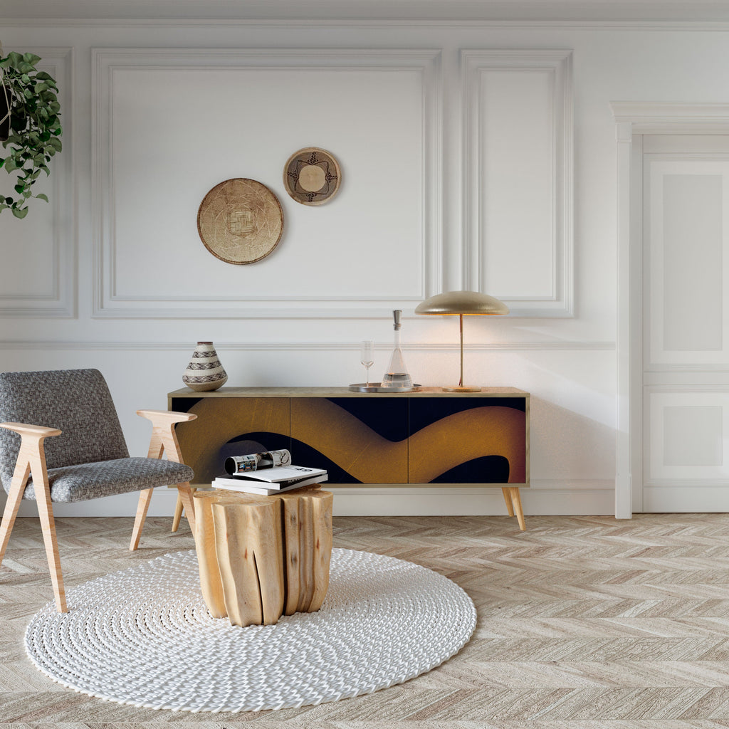 HOLLOW TIME TV-Lowboard mit 3 Türen in Eiche-Optik