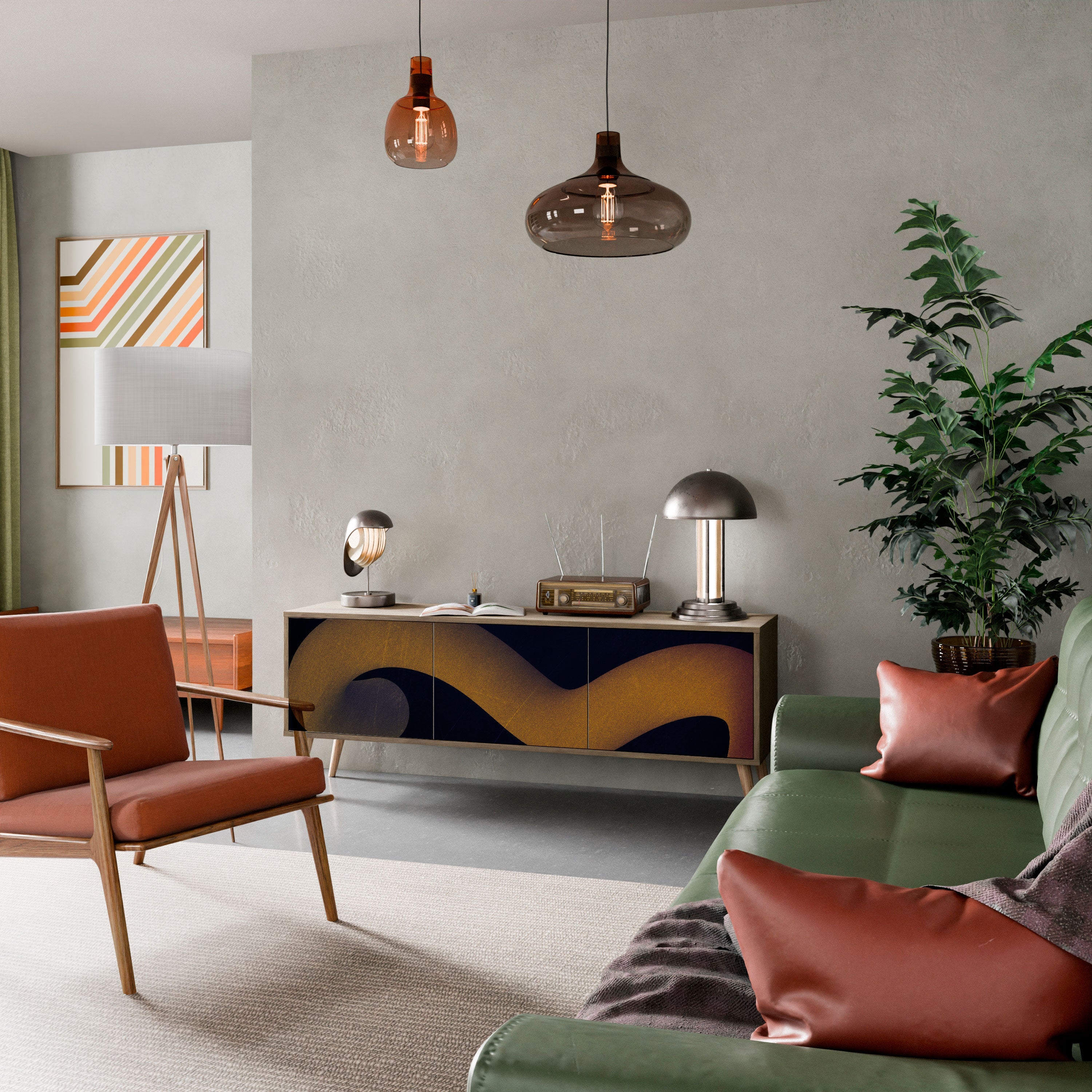 HOLLOW TIME TV-Lowboard mit 3 Türen in Eiche-Optik