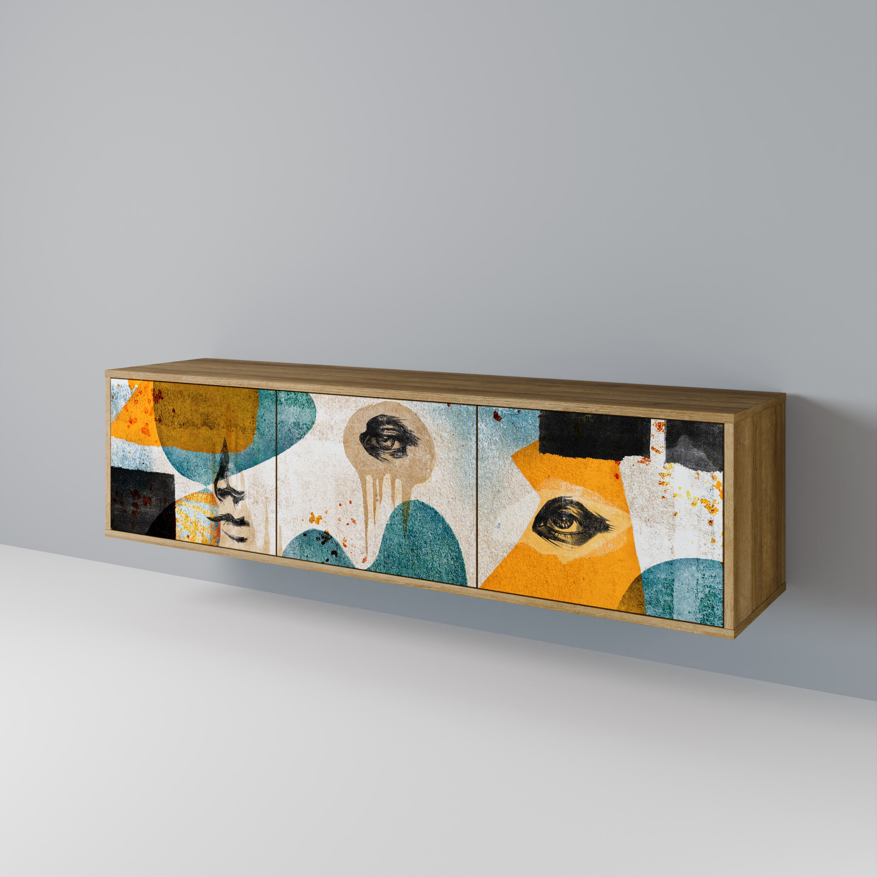 ABSTRACT FACES 3-Door TV Cabinet