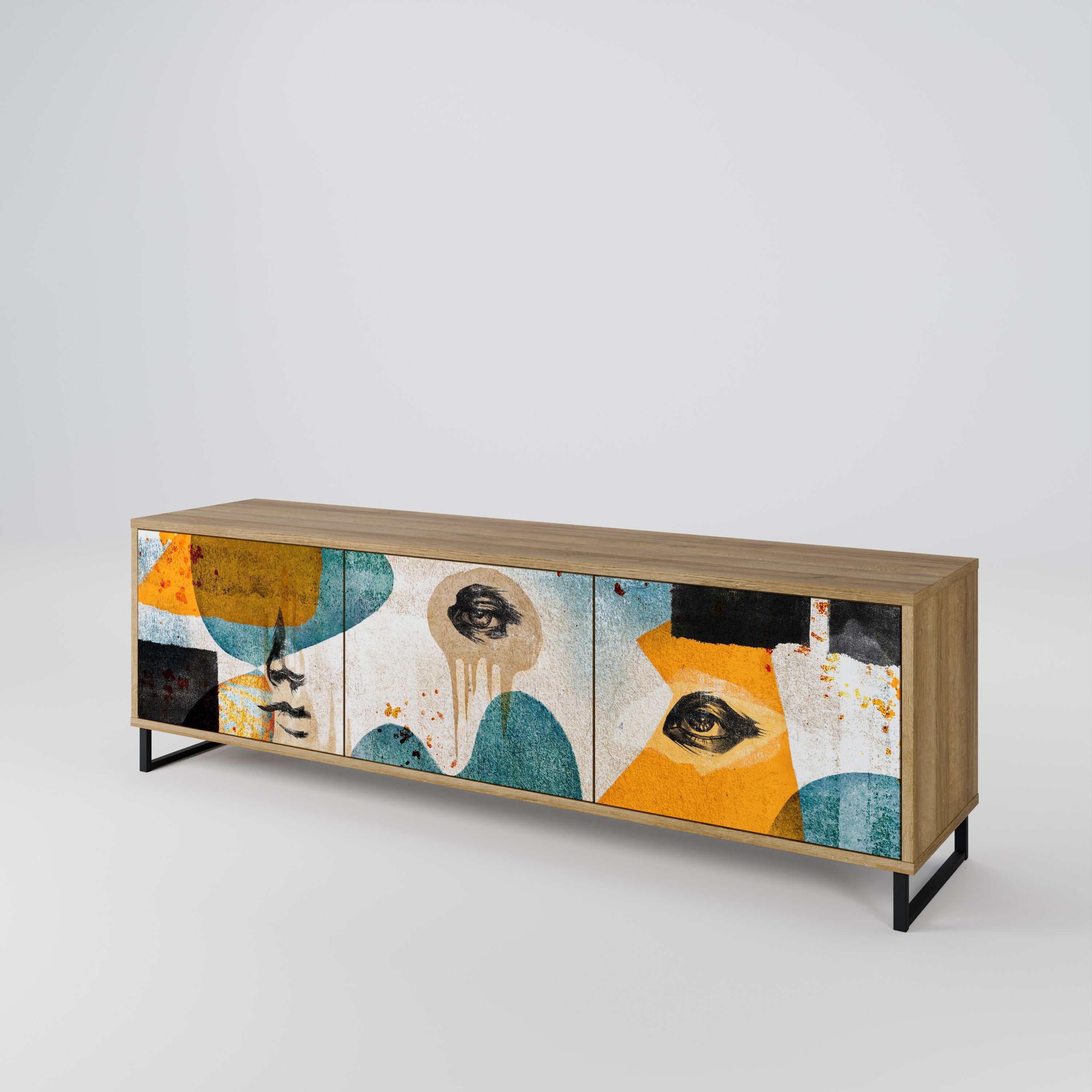 ABSTRACT FACES 3-Door TV Cabinet