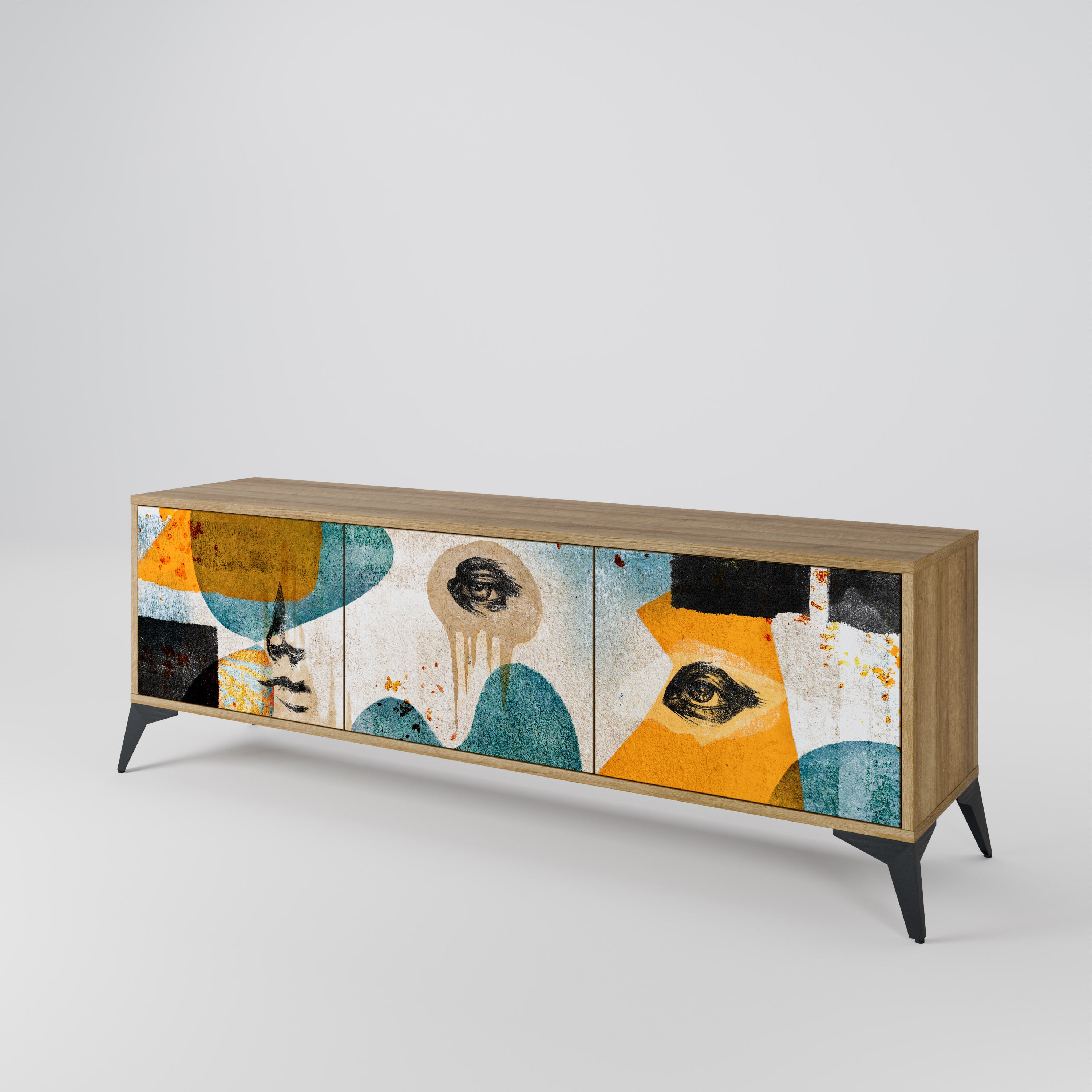 ABSTRACT FACES 3-Door TV Cabinet