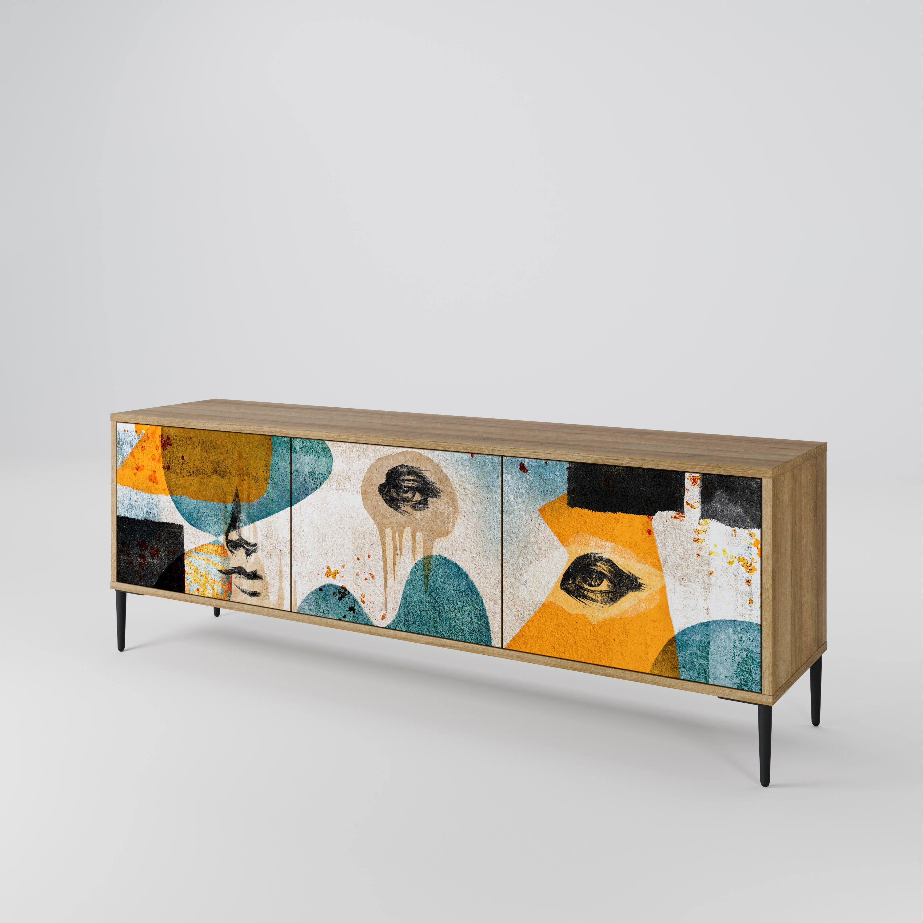 ABSTRACT FACES 3-Door TV Cabinet