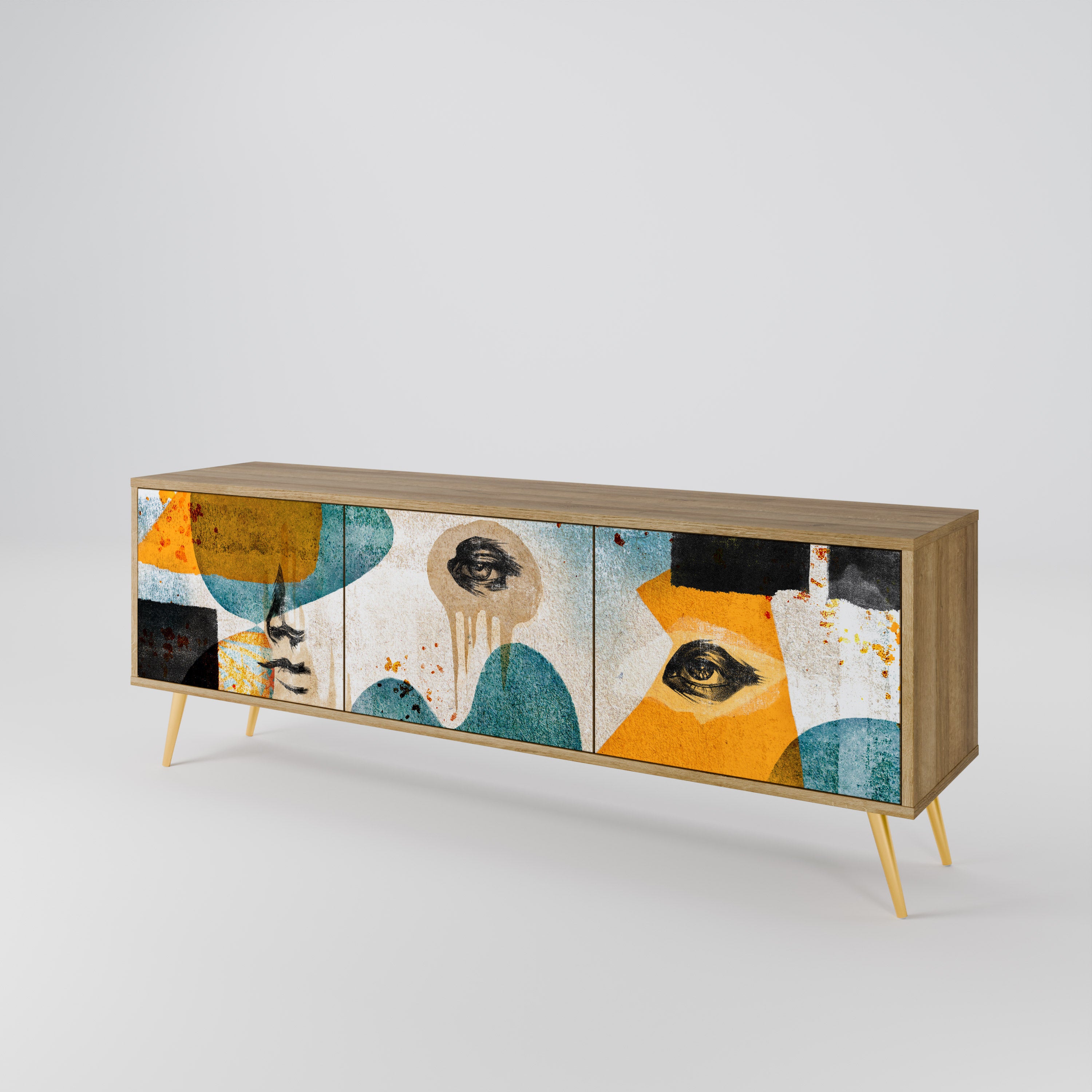 ABSTRACT FACES 3-Door TV Cabinet