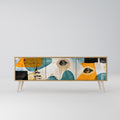 ABSTRACT FACES 3-Door TV Stand in Oak Effect