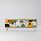 ABSTRACT FACES 3-Door TV Stand in Oak Effect