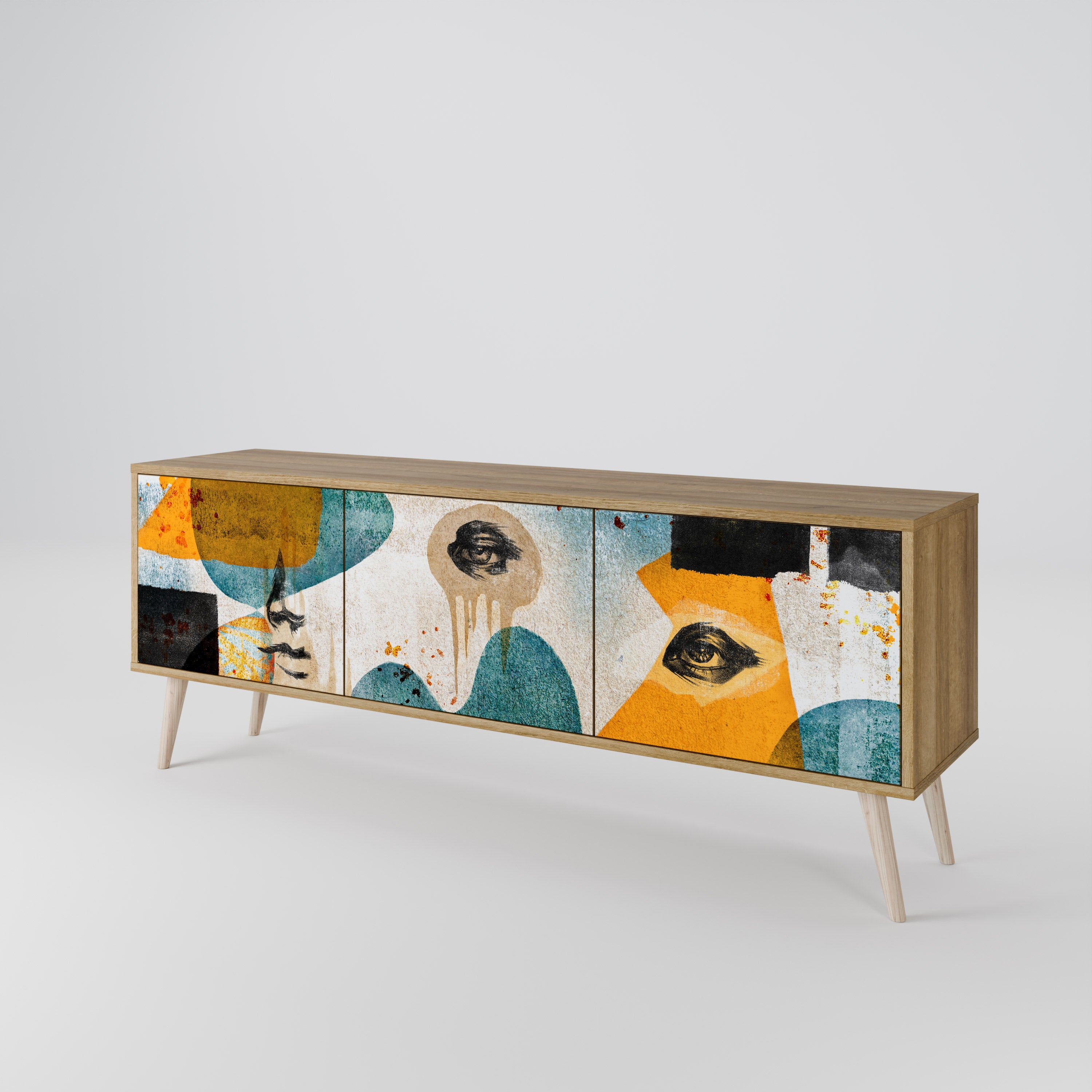 ABSTRACT FACES 3-Door TV Cabinet