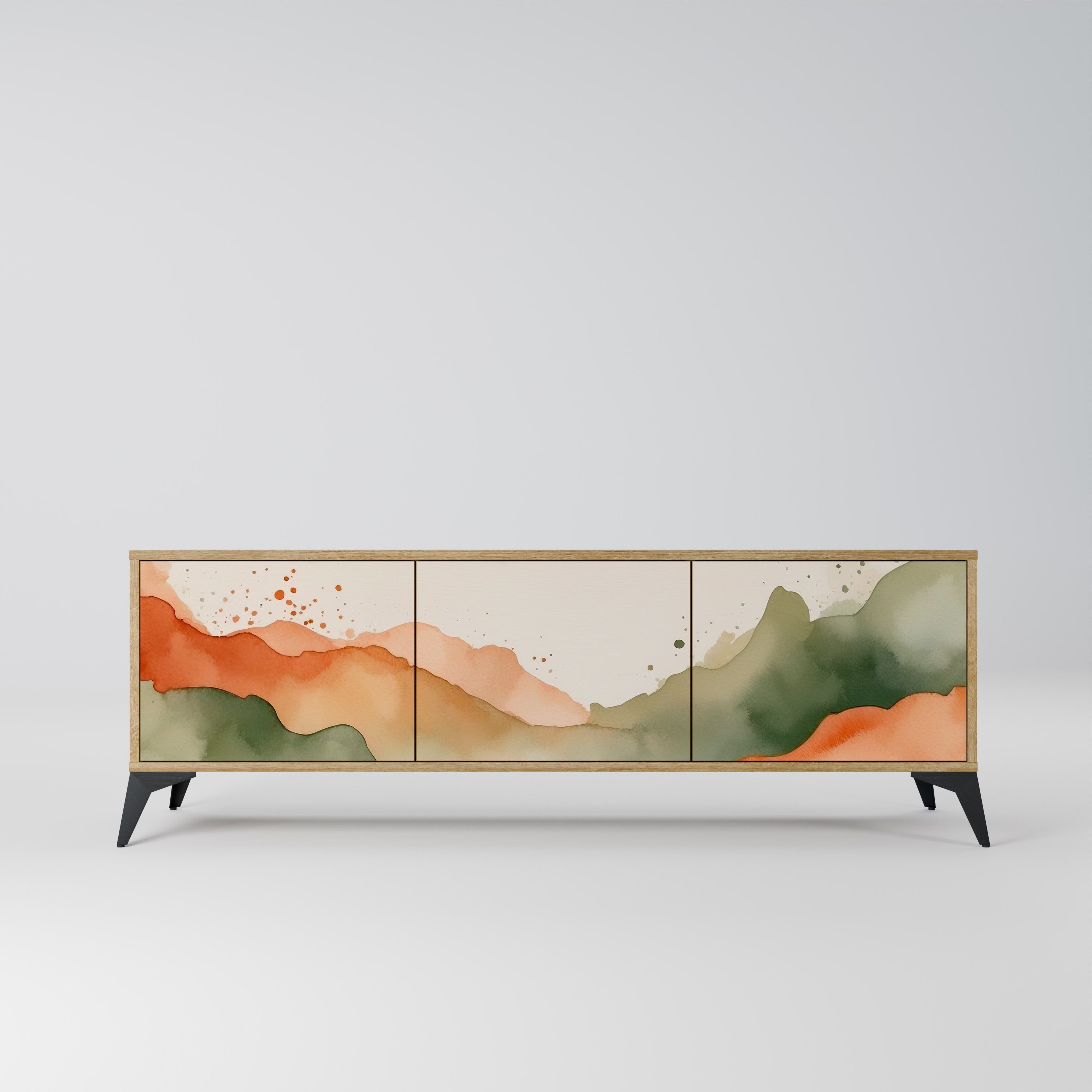 WATERCOLOUR PEAKS 3-Door TV Stand in Oak Effect